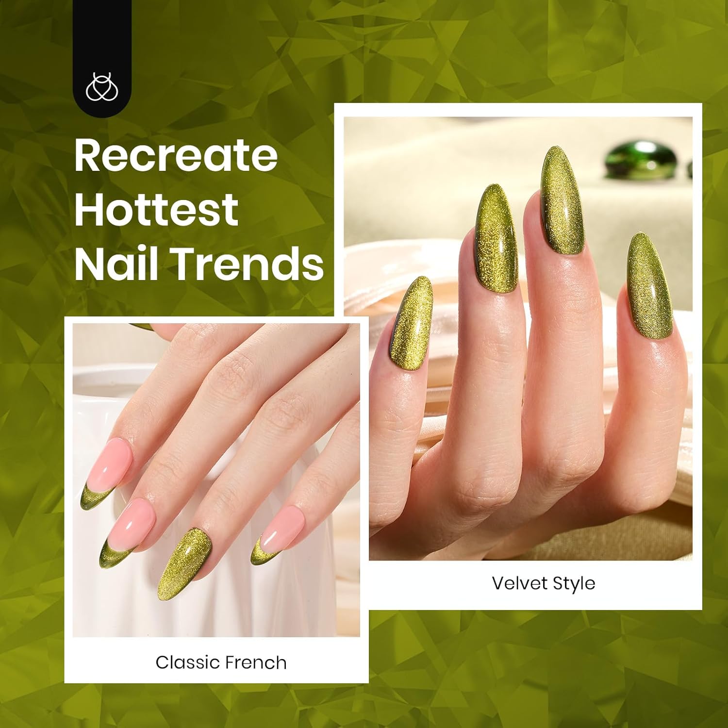 Beetles Olive Green Cat Eye Gel Nail Polish 15ML Holographic Glitter Magnetic Soak Off - Image 5