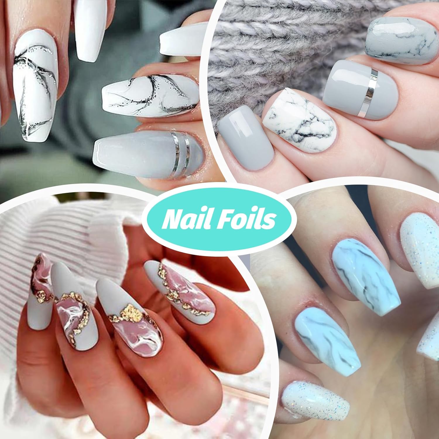 LoveOurHome 30 Sheet Marble Flower Metallic Nail Foil Stickers Set - Image 5