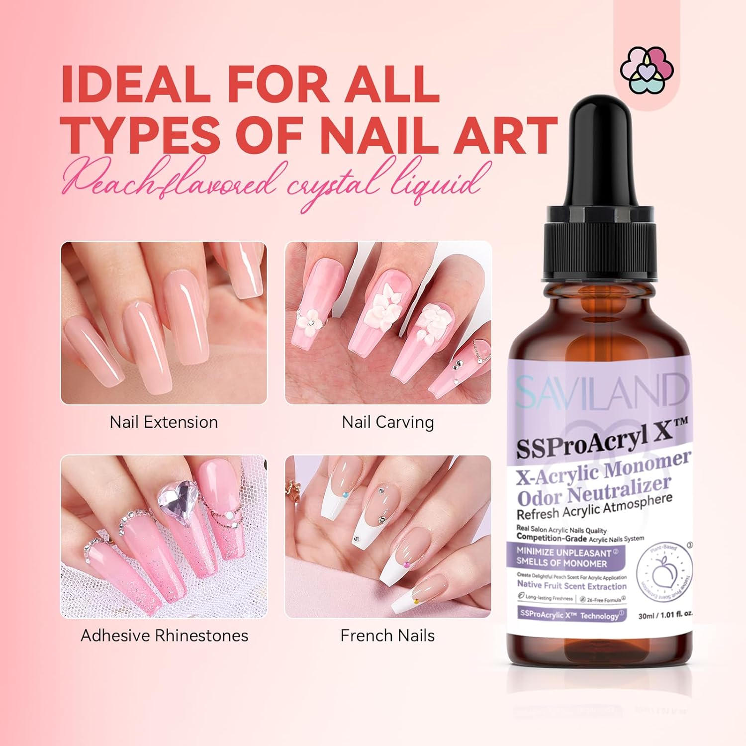 SAVILAND 30ml Peach Scent Odor Neutralizer Drops for Acrylic Nails - Image 7