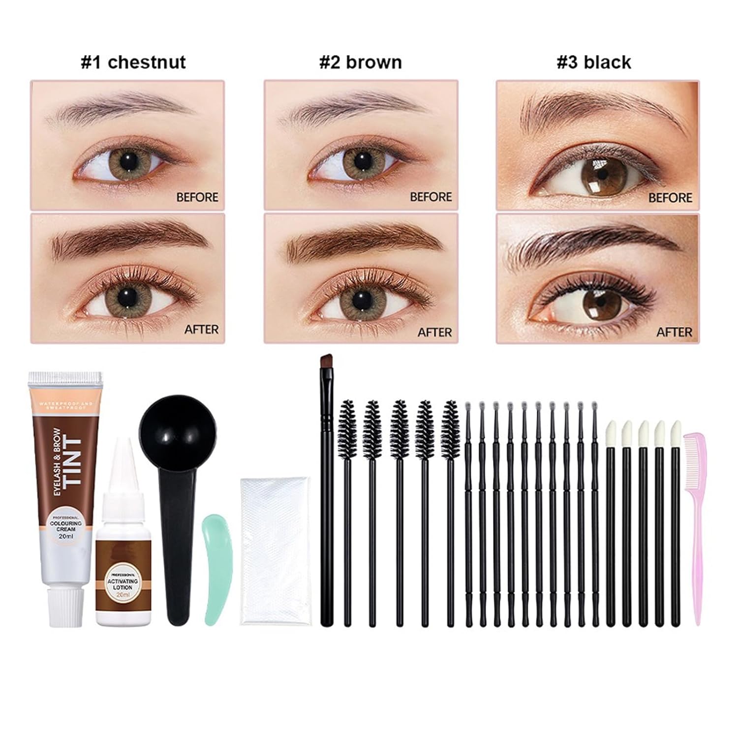 Natural Brown Eyelash and Brow Tint Kit for Home or Salon Use, Lasts 4-8 Weeks, Waterproof - Image 7
