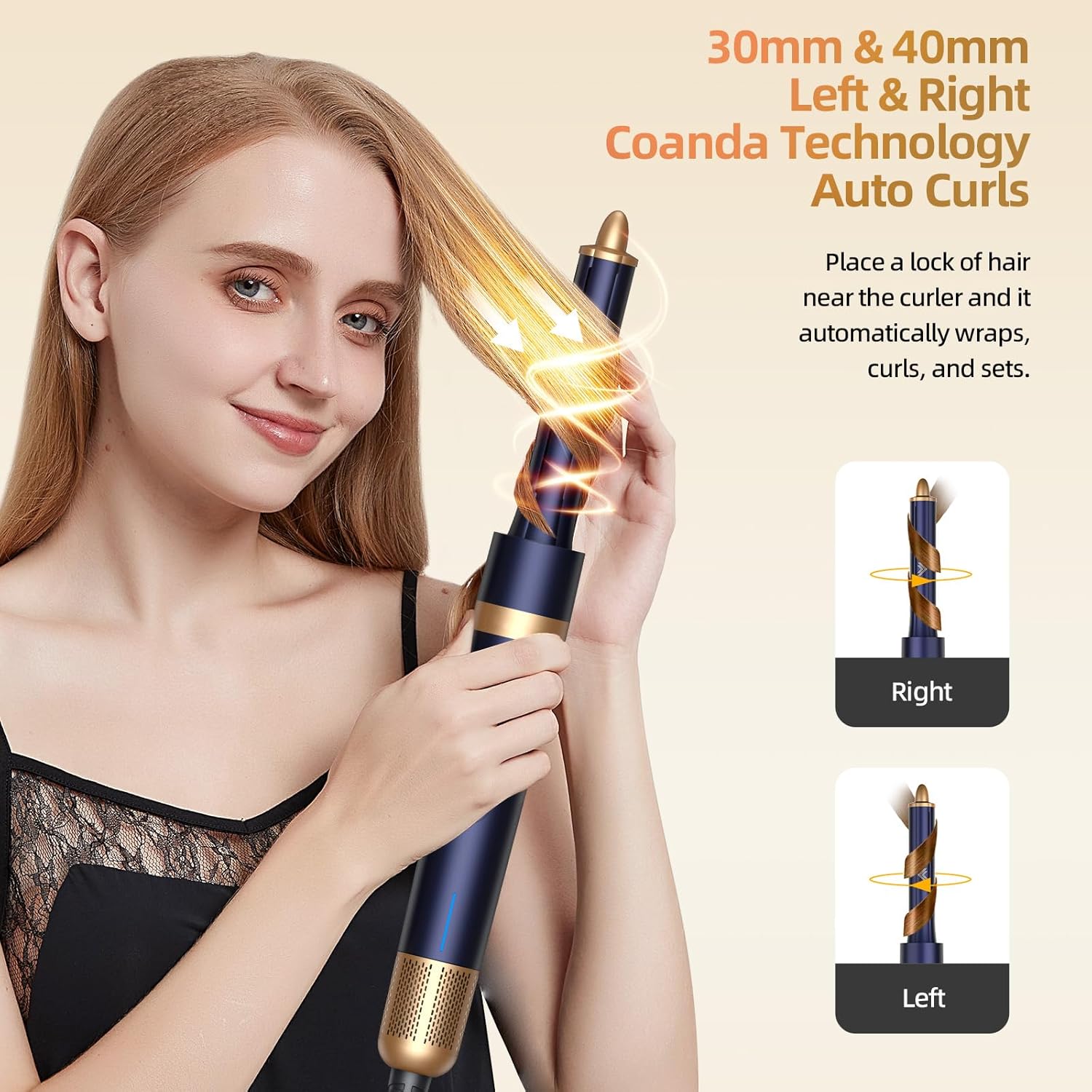 T-GOGO 6-in-1 Auto-Wrap Hot Air Brush with Ionic Technology - Black - Image 2