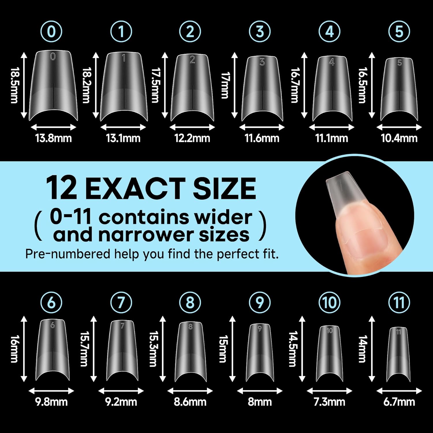 UNA GELLA Medium Coffin Fake Nails 216pcs Full Matte Gel Nail Tips in 12 Sizes - Image 7