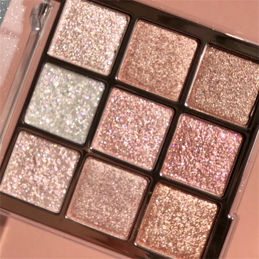 9 Color Nude Sparkly Eyeshadow Palette Matte Shimmer Waterproof Long-Lasting - Image 5