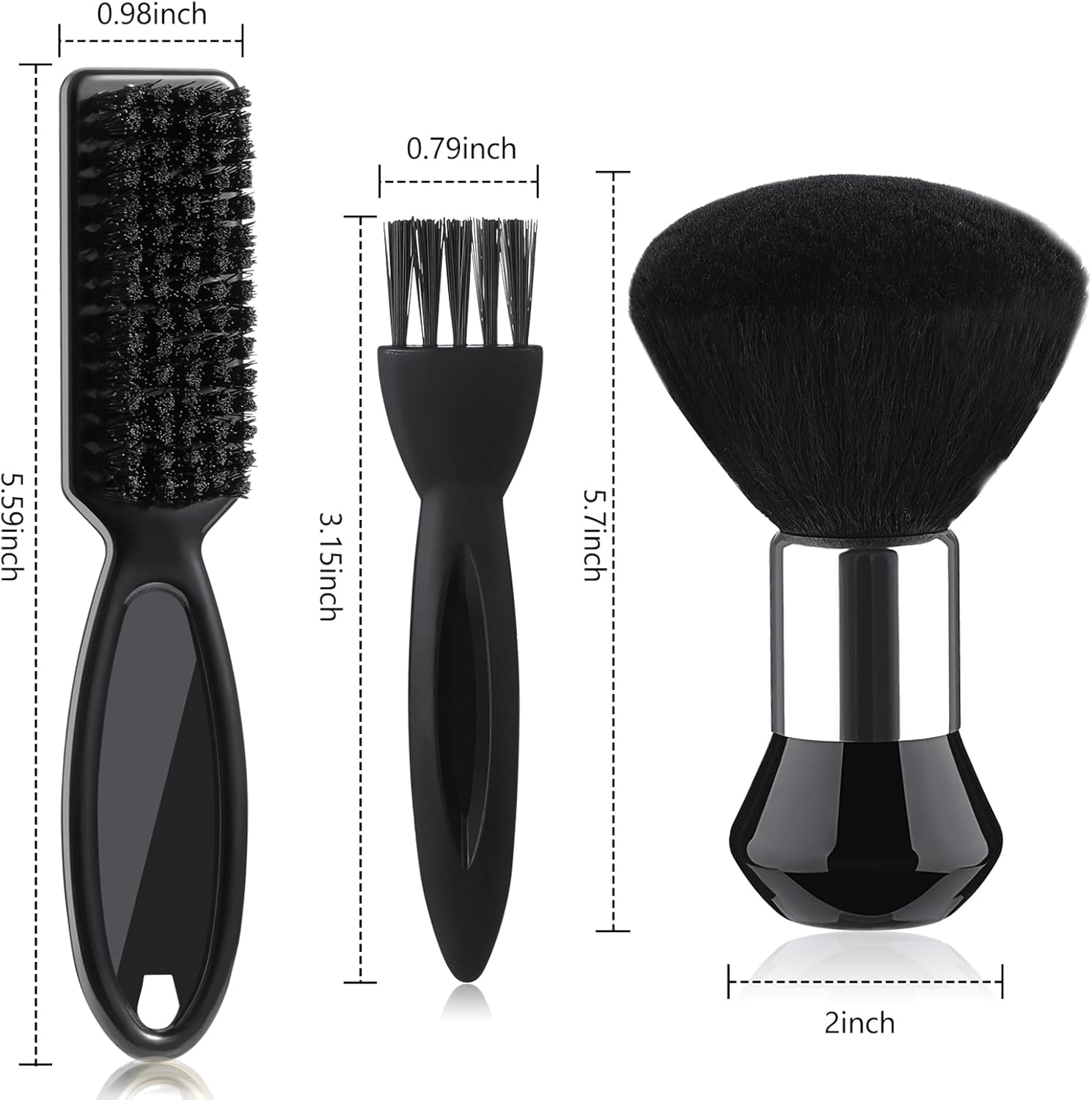 Patelai 3-Piece Black Neck Duster Brush Set with Storage Bag for Hair Clipper Cleaning - Image 5