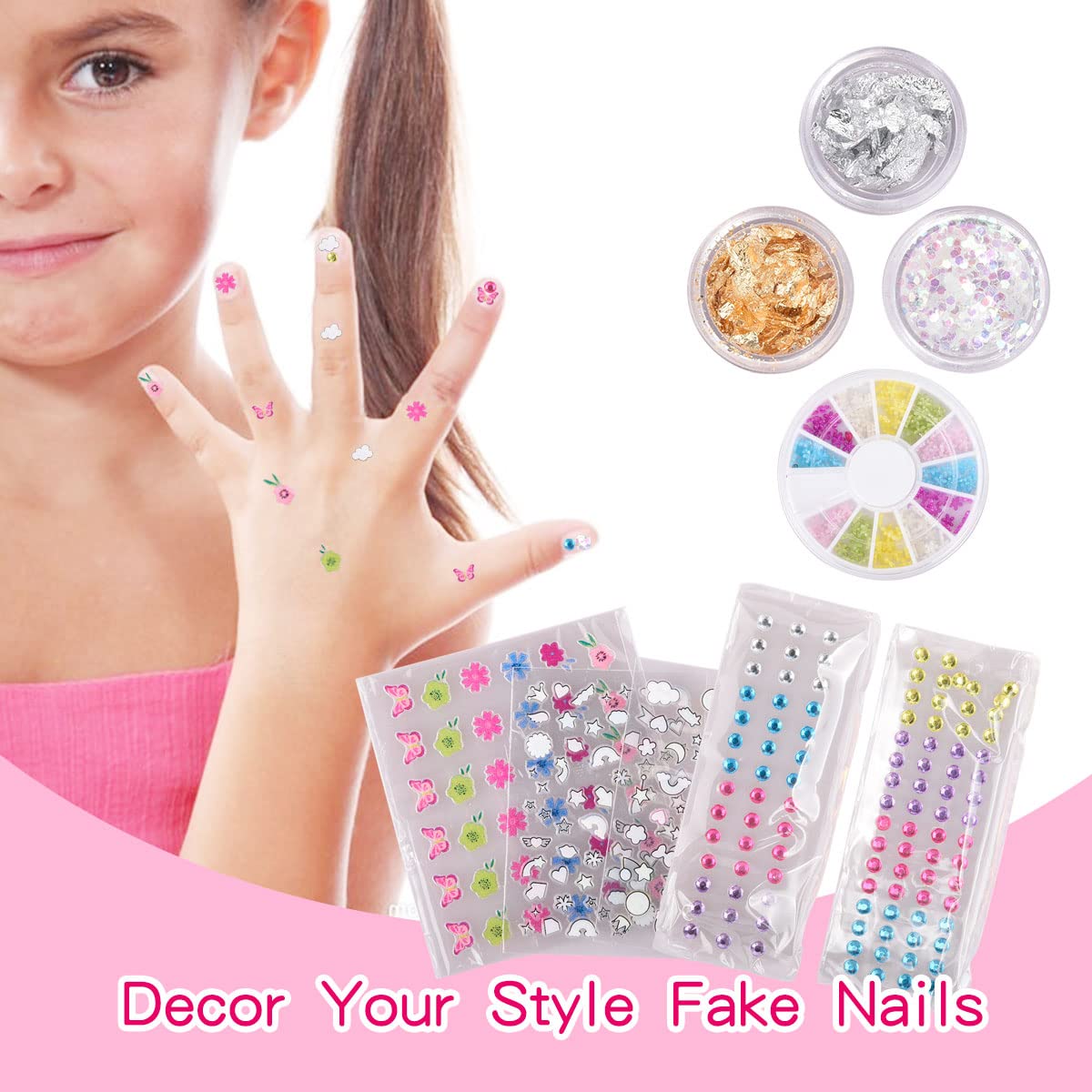 34-Piece Non-Toxic Nail Art Kit for Girls with Polish and Design Tools - Image 6