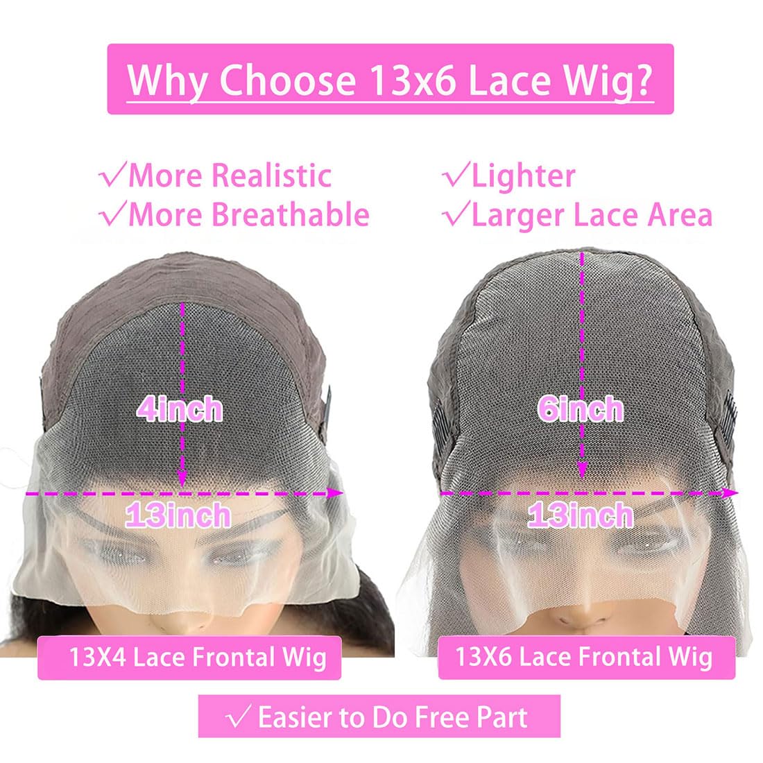 13x6 Deep Curly 32 Inch 180 Density Human Hair Lace Front Wig, Pre Plucked - Image 5