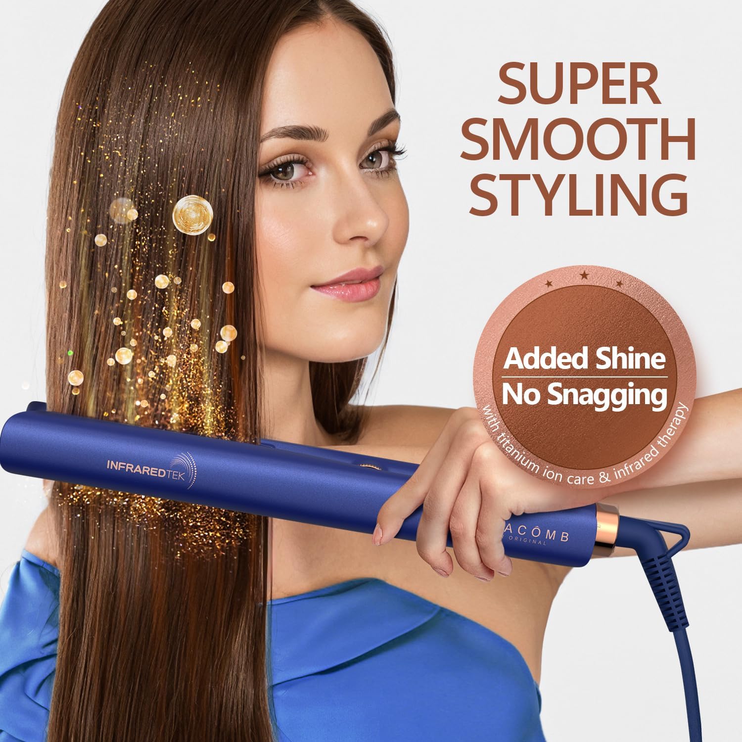 MIRACOMB 1-inch Professional Titanium Flat Iron Hair Straightener with Infrared and Digital Heat - Image 2