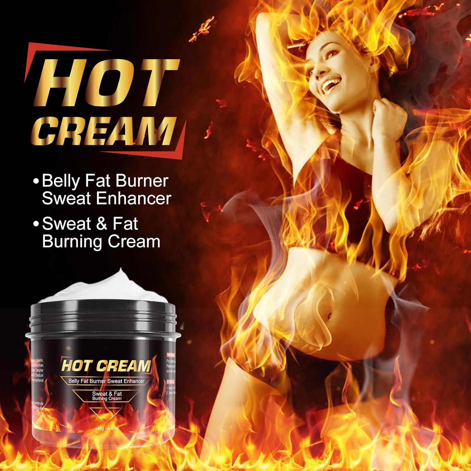 Fat Burning Cream for Belly and Thighs, Natural Sweat Enhancer, 8oz, for Men and Women - Image 2