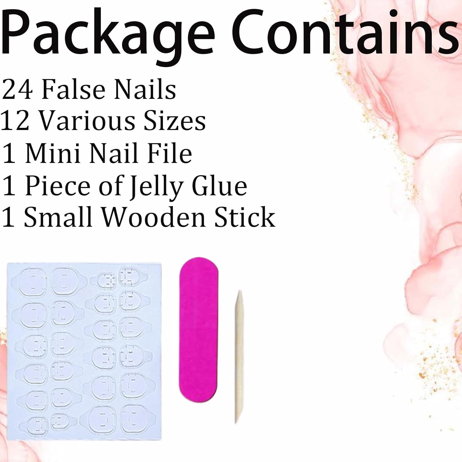 24 Pcs French Tip Press On Nails with Star Rhinestones Design Full Cover Acrylic Nails - Image 3
