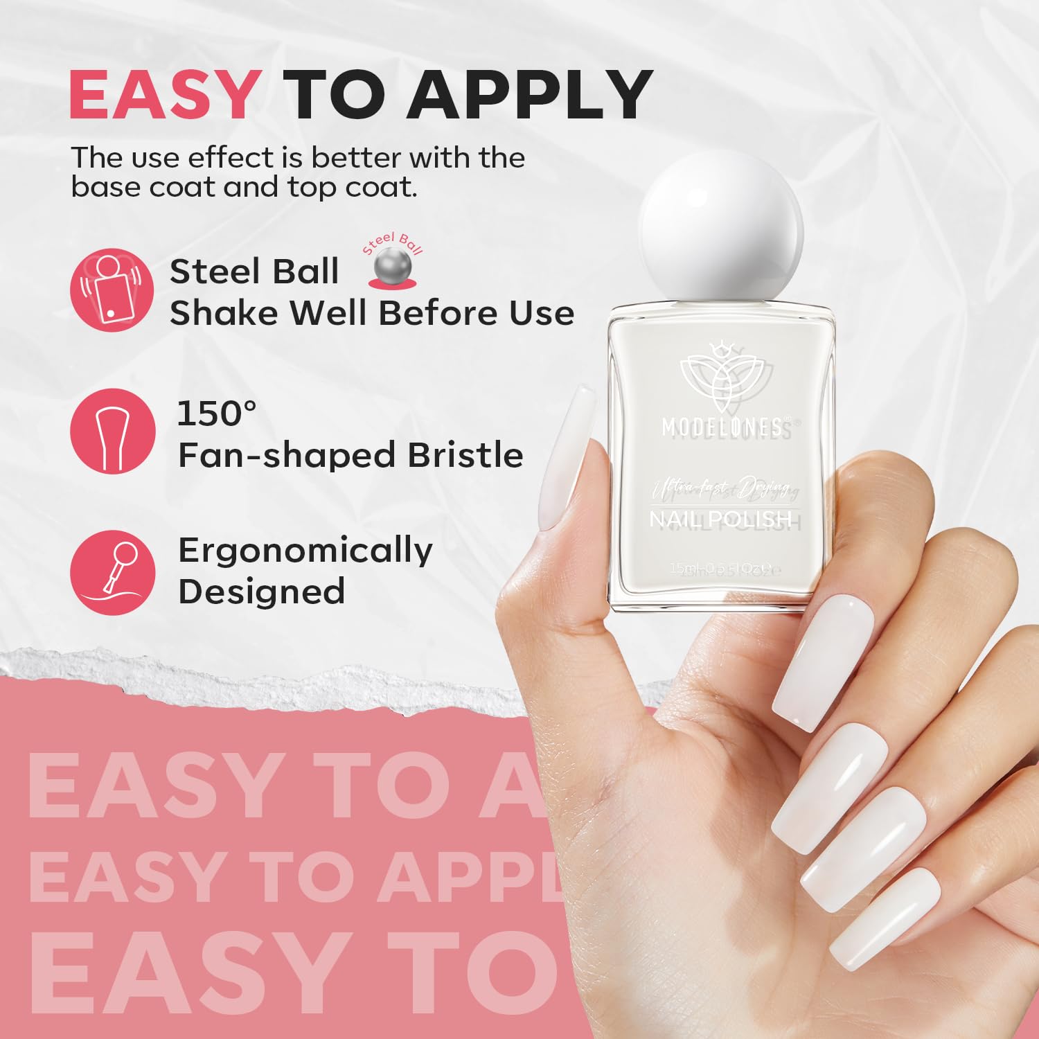 Modelones 15ml Sheer Milky White Jelly Nail Polish for DIY Manicure - Image 5