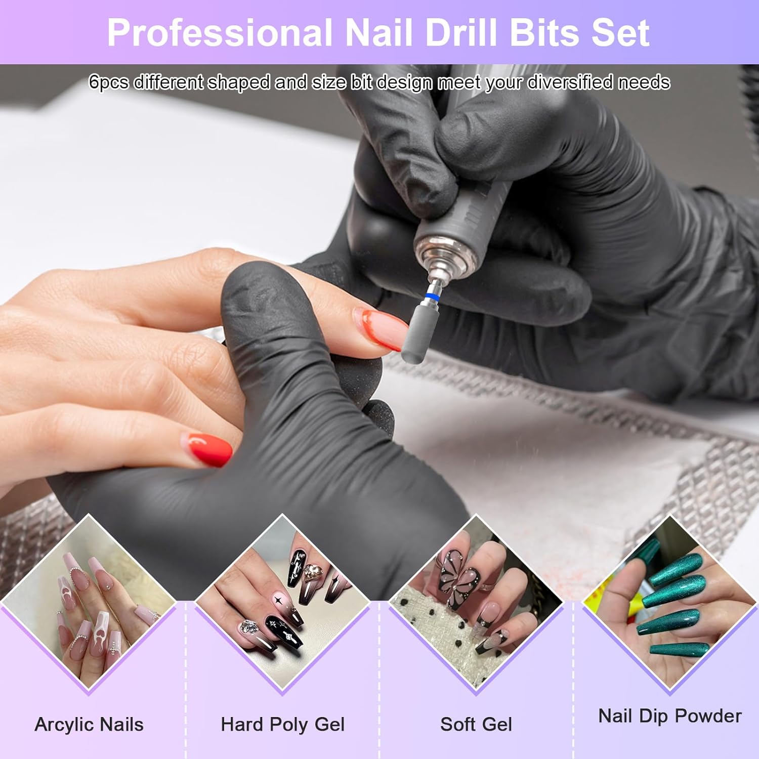 CGBE 6 Piece Nail Drill Bits Set for Acrylic and Gel Removal, 3/32 Inch - Image 5