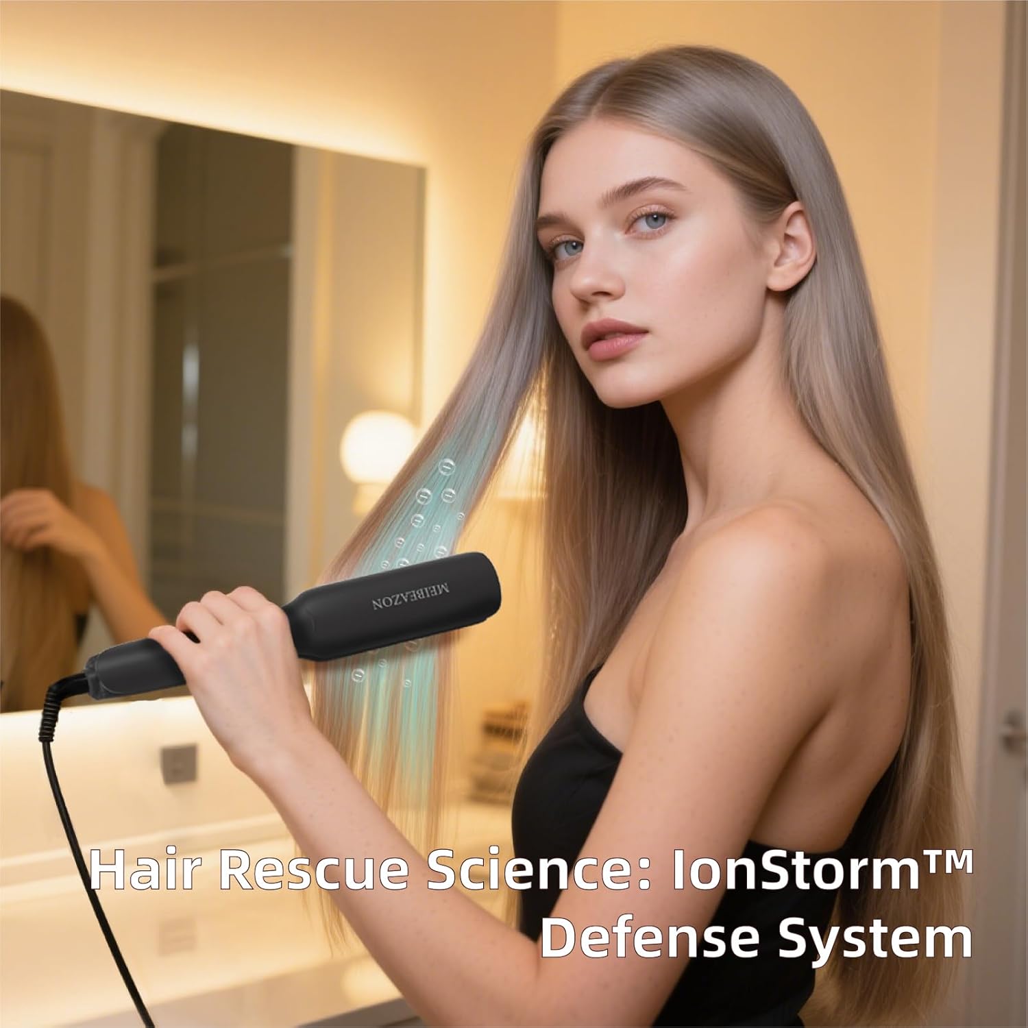 Extra Wide 1.7" Ceramic Flat Iron Hair Straightener with Digital Temperature Control - Image 3