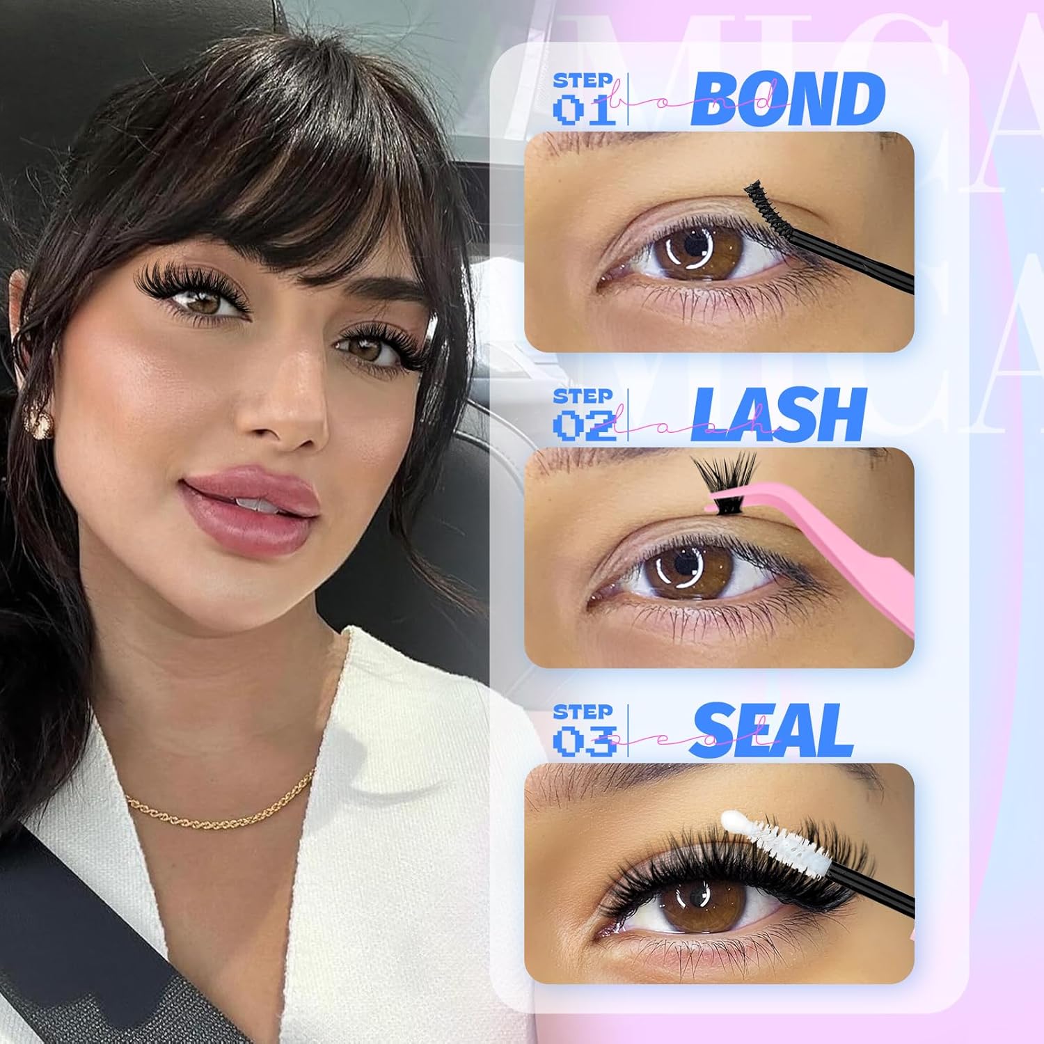 Yawamica 50D 80D Cat Eye Lash Extension Kit 240pcs Wispy Clusters 7-16mm - Image 8