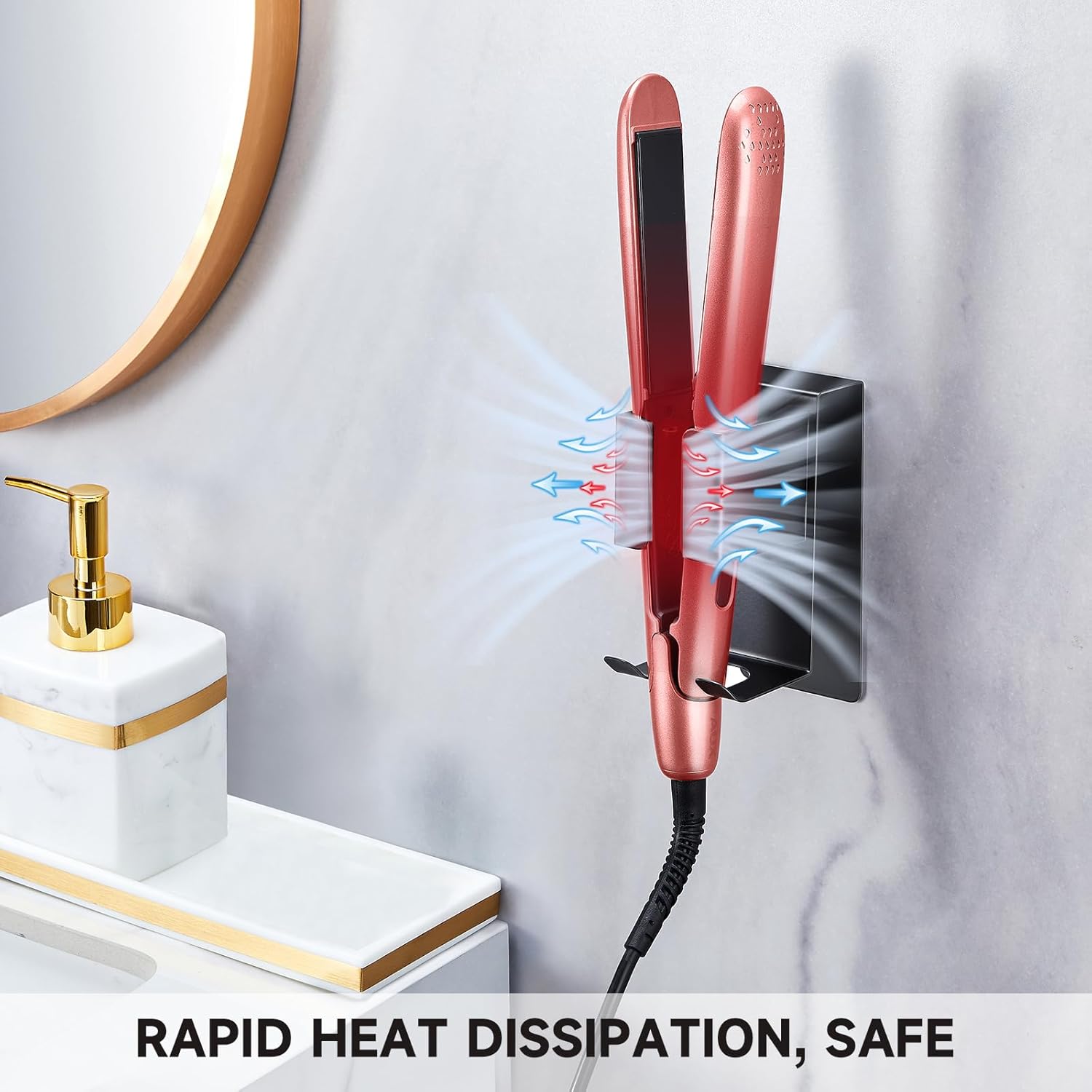 Stainless Steel Wall-Mounted Curling Iron Holder Hair Tool Organizer for Blow Dryers Flat Irons - Image 4