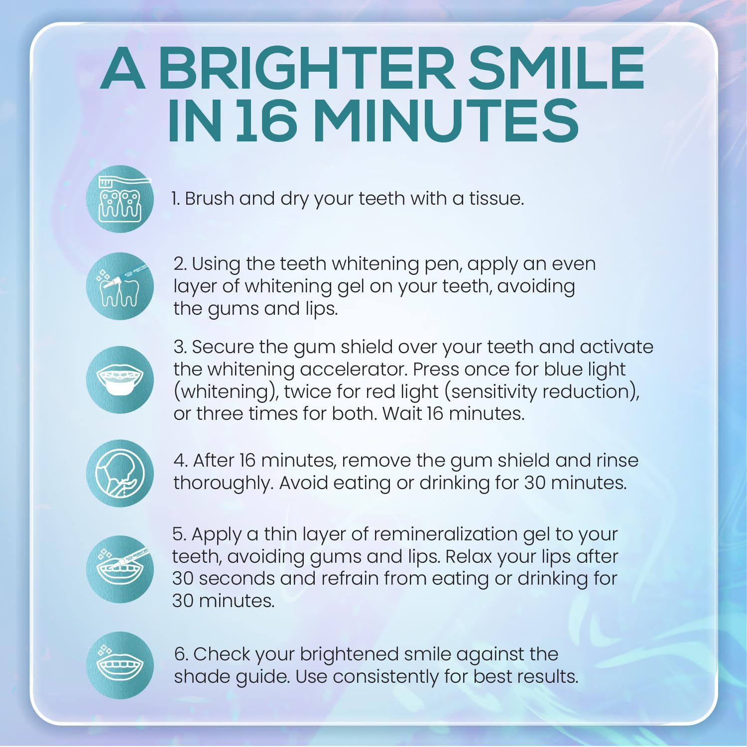 Venus Visage Teeth Whitening Kit with LED Light, 3 Gel Pens, Trays, Remineralization Pens, 16 Minute Treatment, Non-Sensitive Formula - Image 8