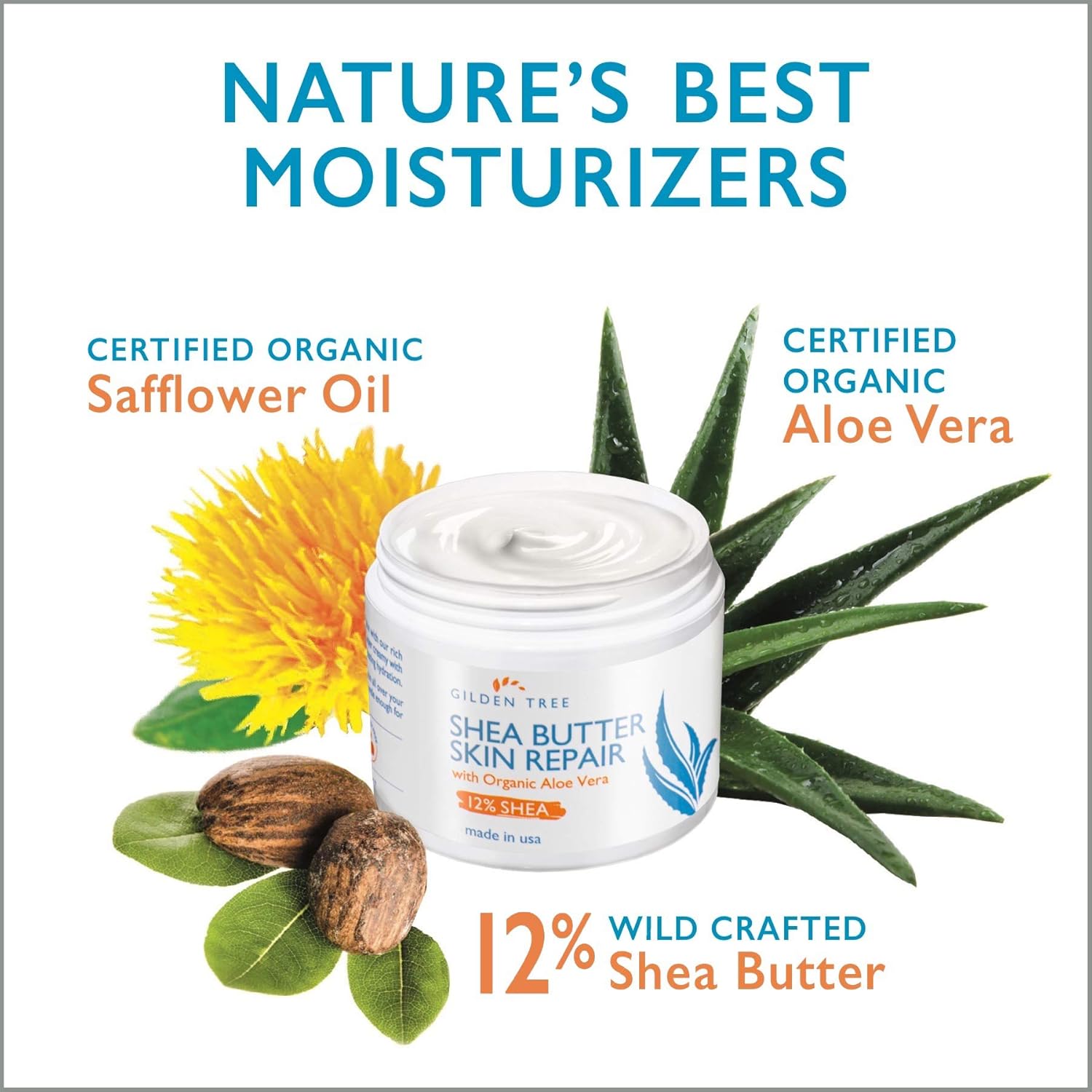 Gilden Tree 8 oz Natural Organic Shea Butter Cream for Deep Dry Skin Repair - Image 2