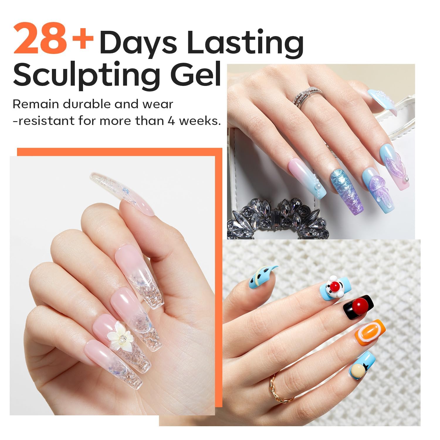 Modelones 15ml Clear Solid Builder Gel Kit for Professional Nail Extensions and Sculpting - Image 4