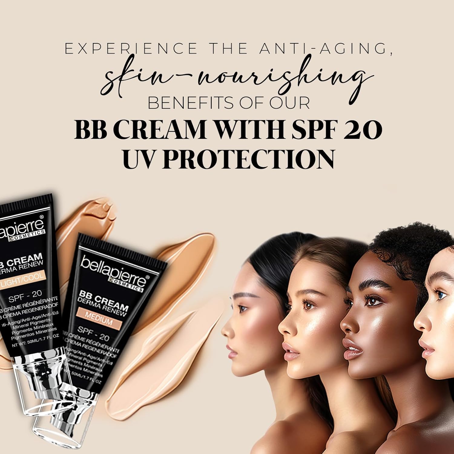 Bellapierre 1.7 oz Dark Cool BB Cream SPF 20 Tinted Sunscreen Foundation Moisturizer - Image 2