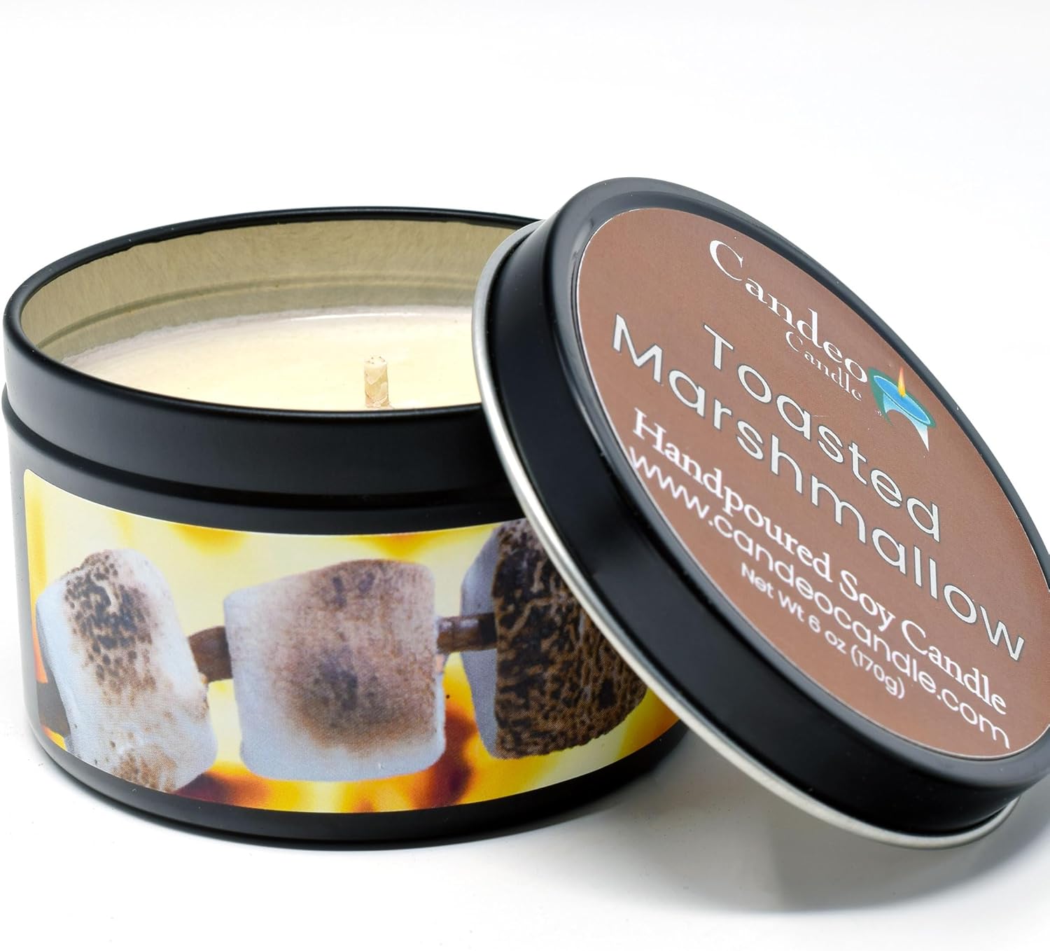 Toasted Marshmallow Candle in 6oz Large Travel Tin - Highly Scented Soy Wax - Image 3