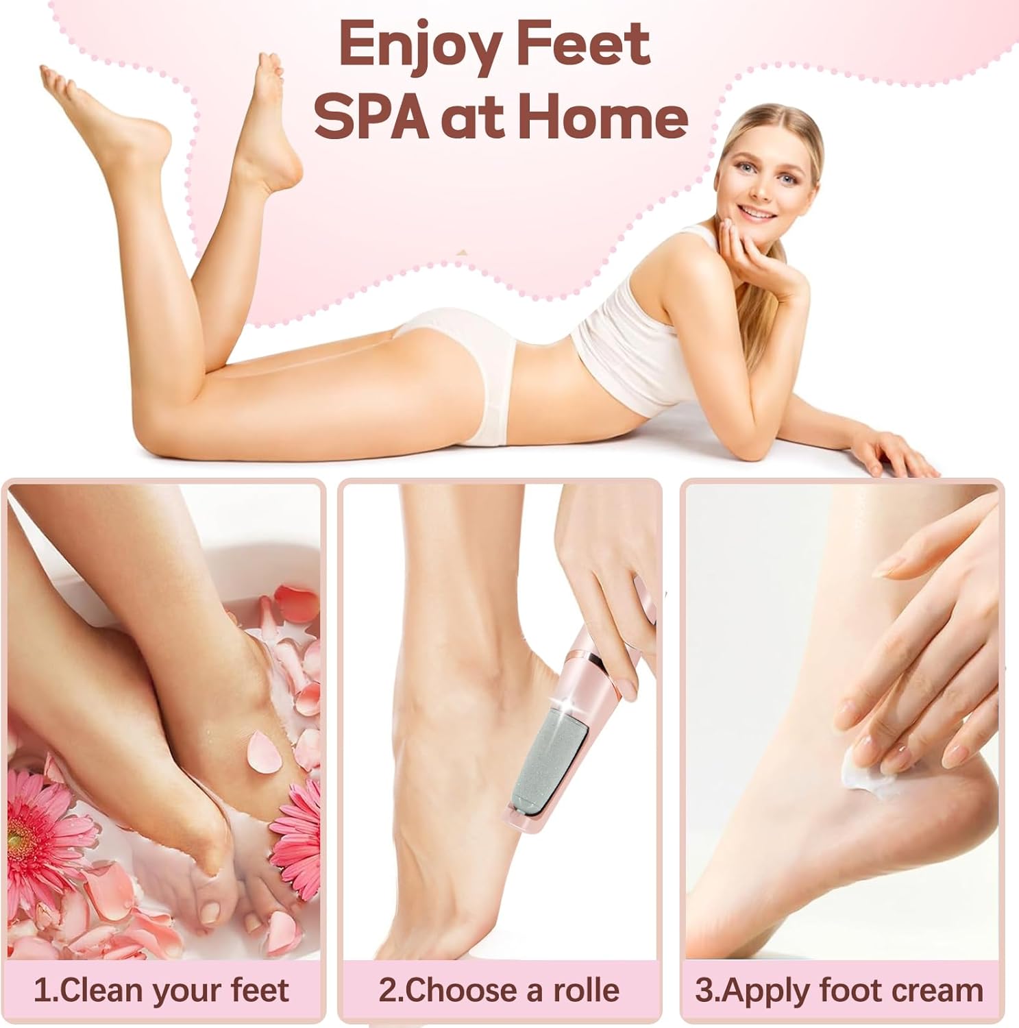 ZABOUL Rechargeable Electric Foot Callus Remover for Smooth Feet Care Pedicure Tool, Gentle Exfoliation - Image 5