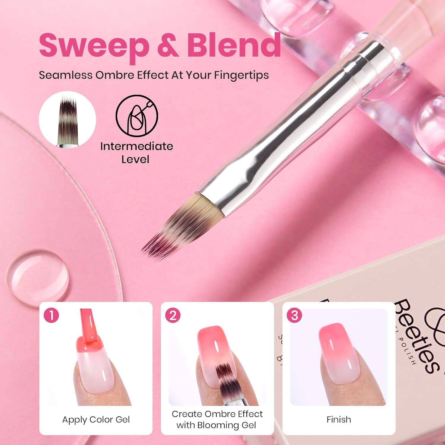 Beetles 5-Piece Blooming Gel Nail Art Brush Set with Ombre Gradient & Dotting Tool - Image 5