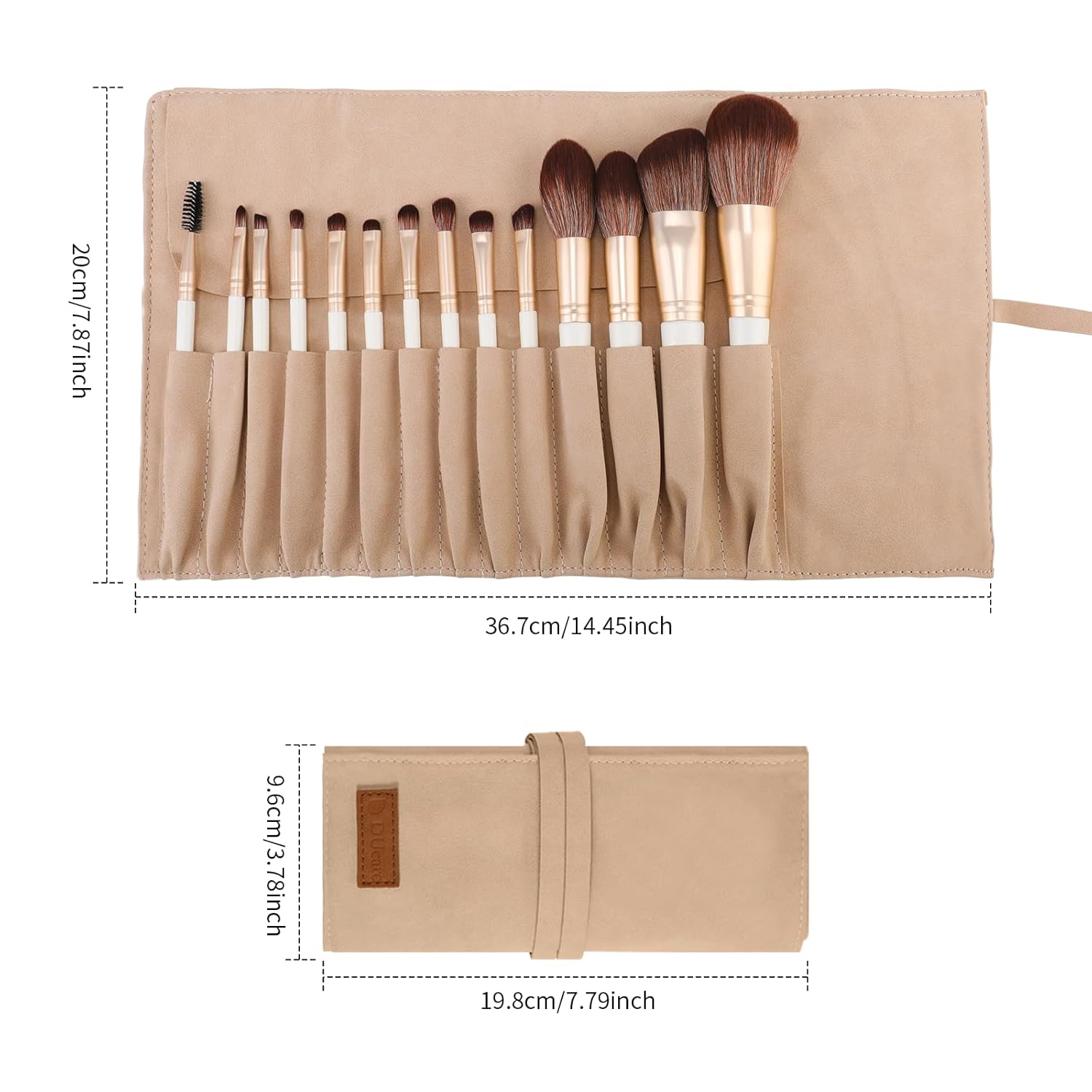 DUcare 14-Piece White Professional Makeup Brush Set with Bag for Foundation, Blush, Eyeshadow - Image 3