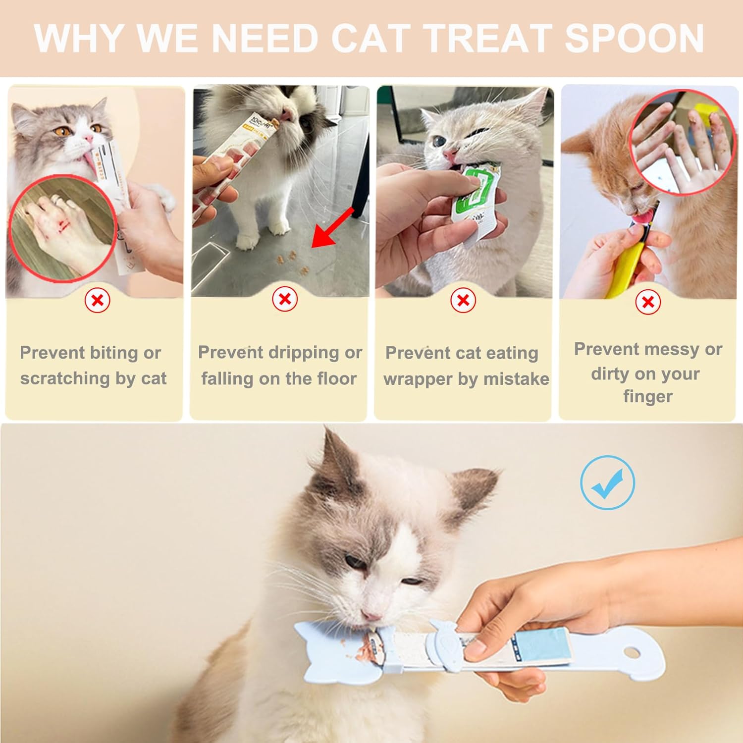 PETPAWLOVELY 3 Piece Cat Treat Spoons for Easy Feeding and Wet Food Dispensing - Image 2