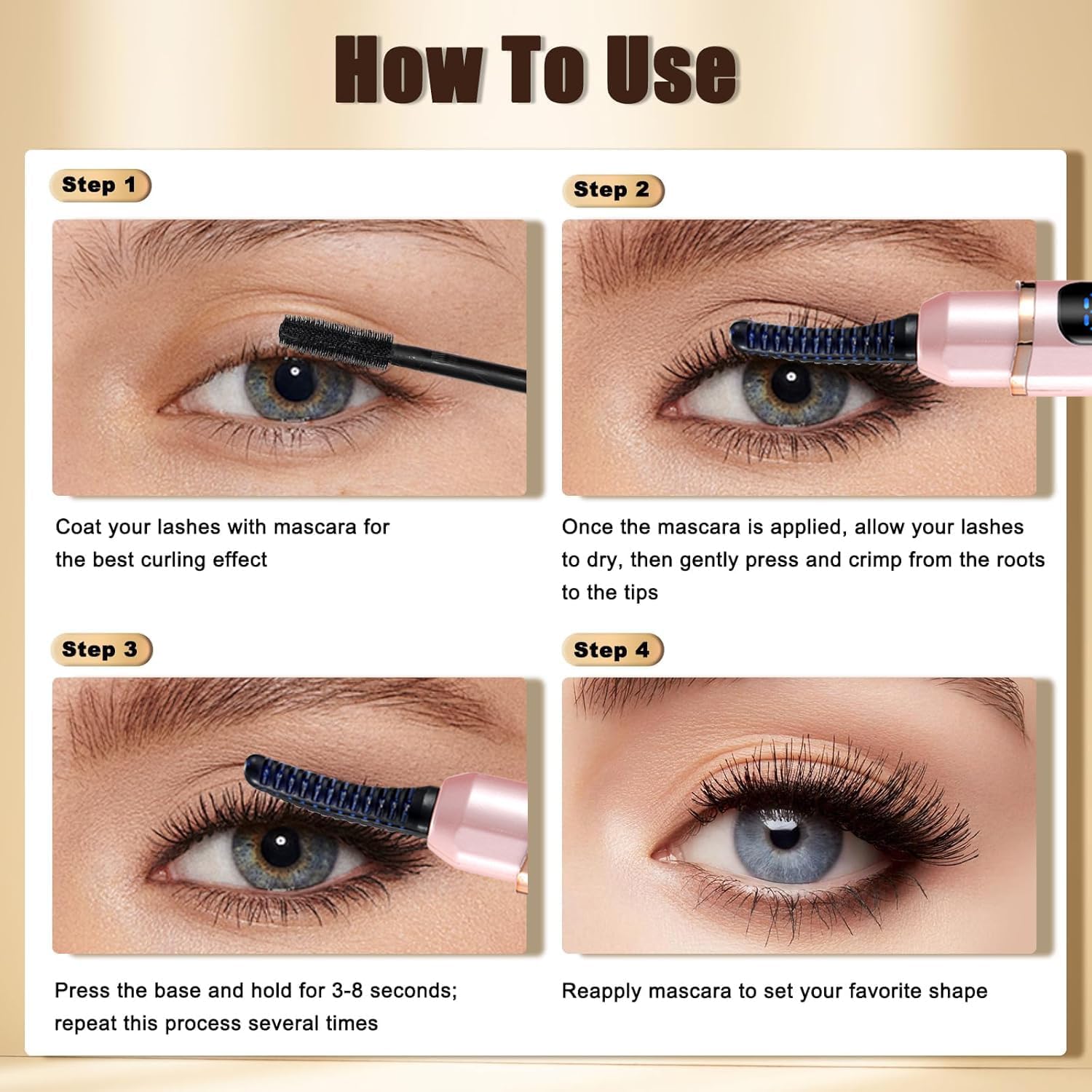 USB Rechargeable Heated Eyelash Curler with Battery Indicator and 3 Temperature Modes - Image 6