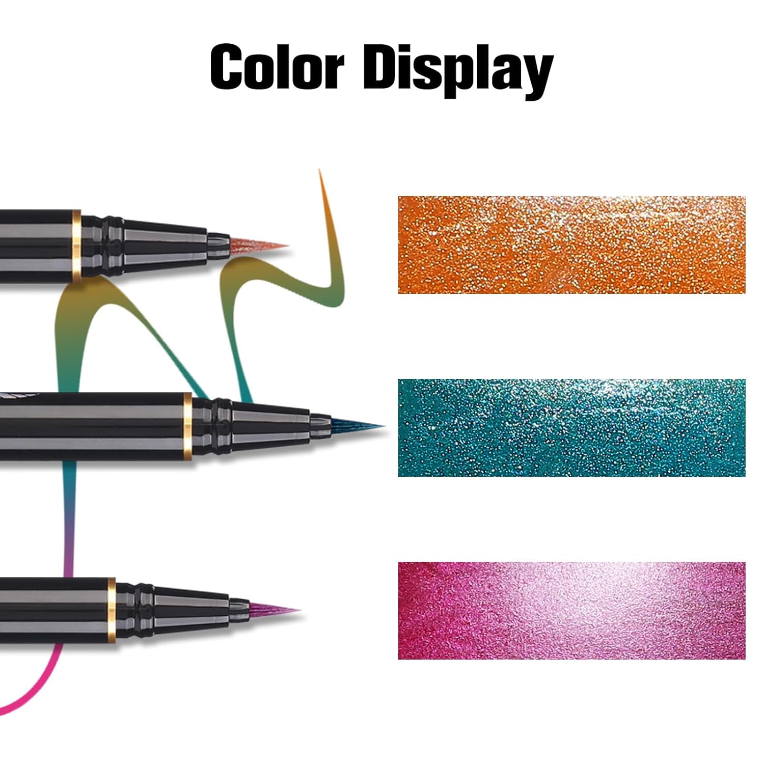 UCANBE 3 Color Metallic Waterproof Liquid Eyeliner Set - Smudgeproof Gift Kit for Women - Image 2