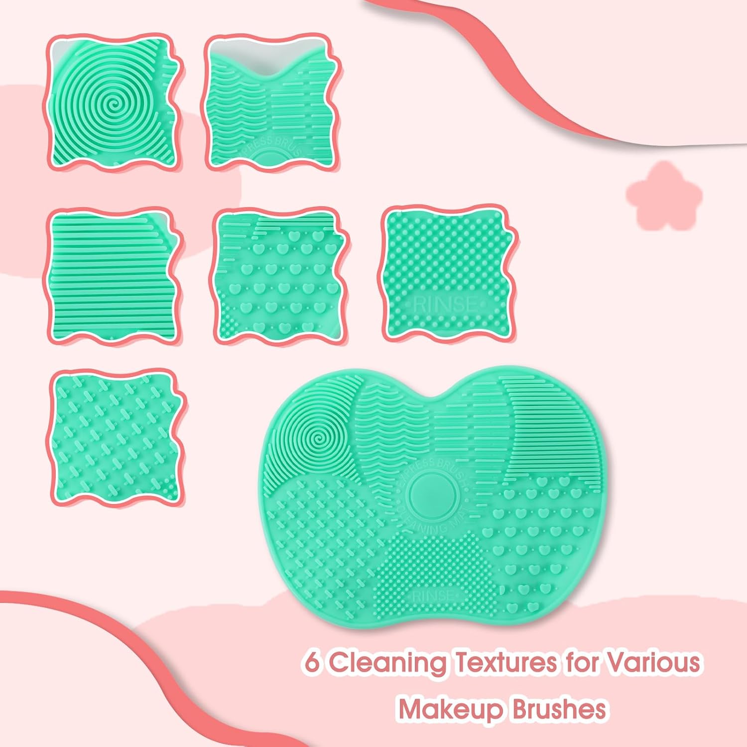 3 Piece Silicone Makeup Brush Cleaning Mat Set with Suction Cups - Image 4
