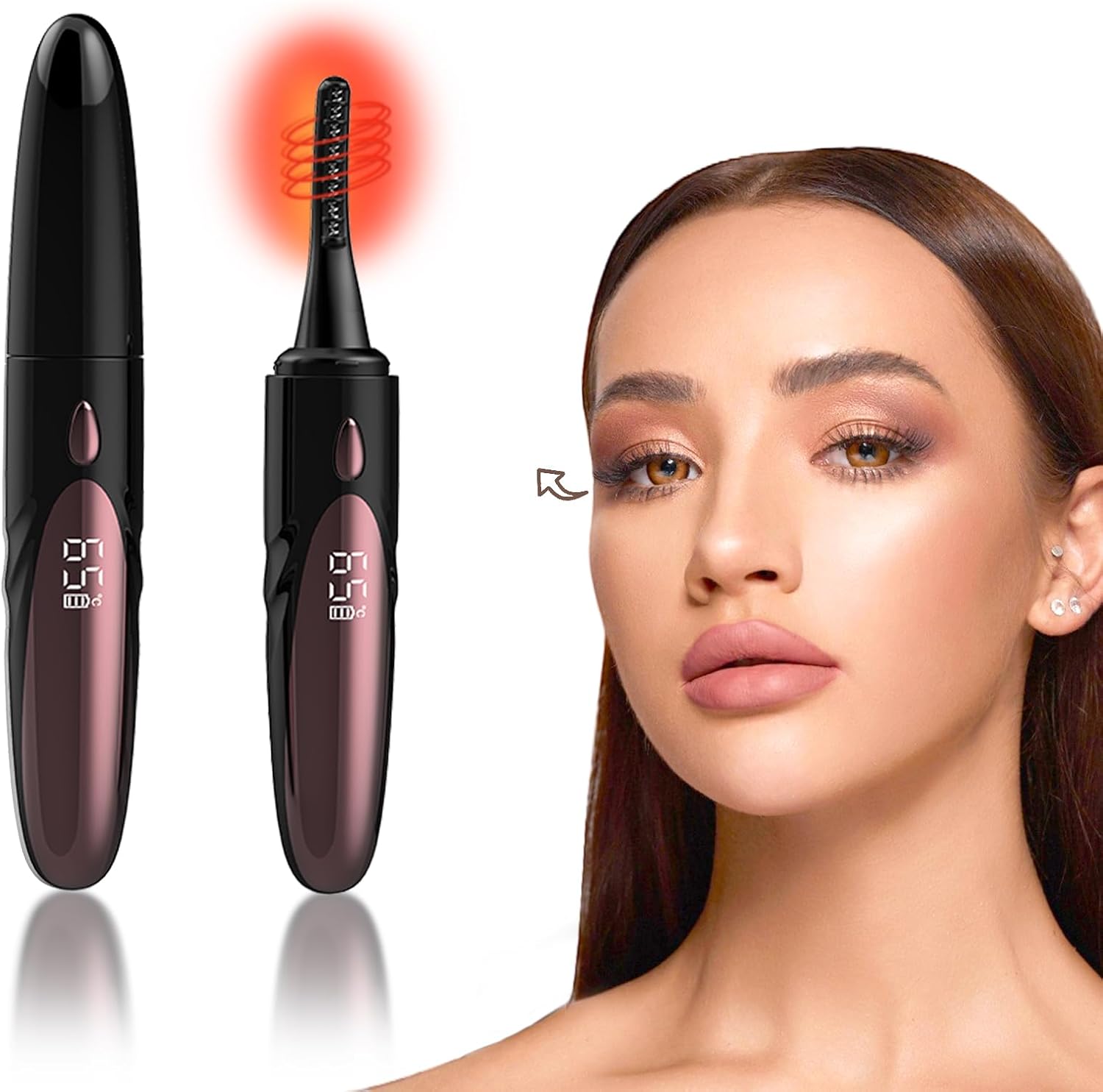Heated Eyelash Curlers - Electric Eyelash Curler for Makeup Tools USB Rechargeable, Fast Heat up Within 10s - 24 Hours Long Lasting, with 4 Heating Modes Eyelash Curlers with LED Display (Black)