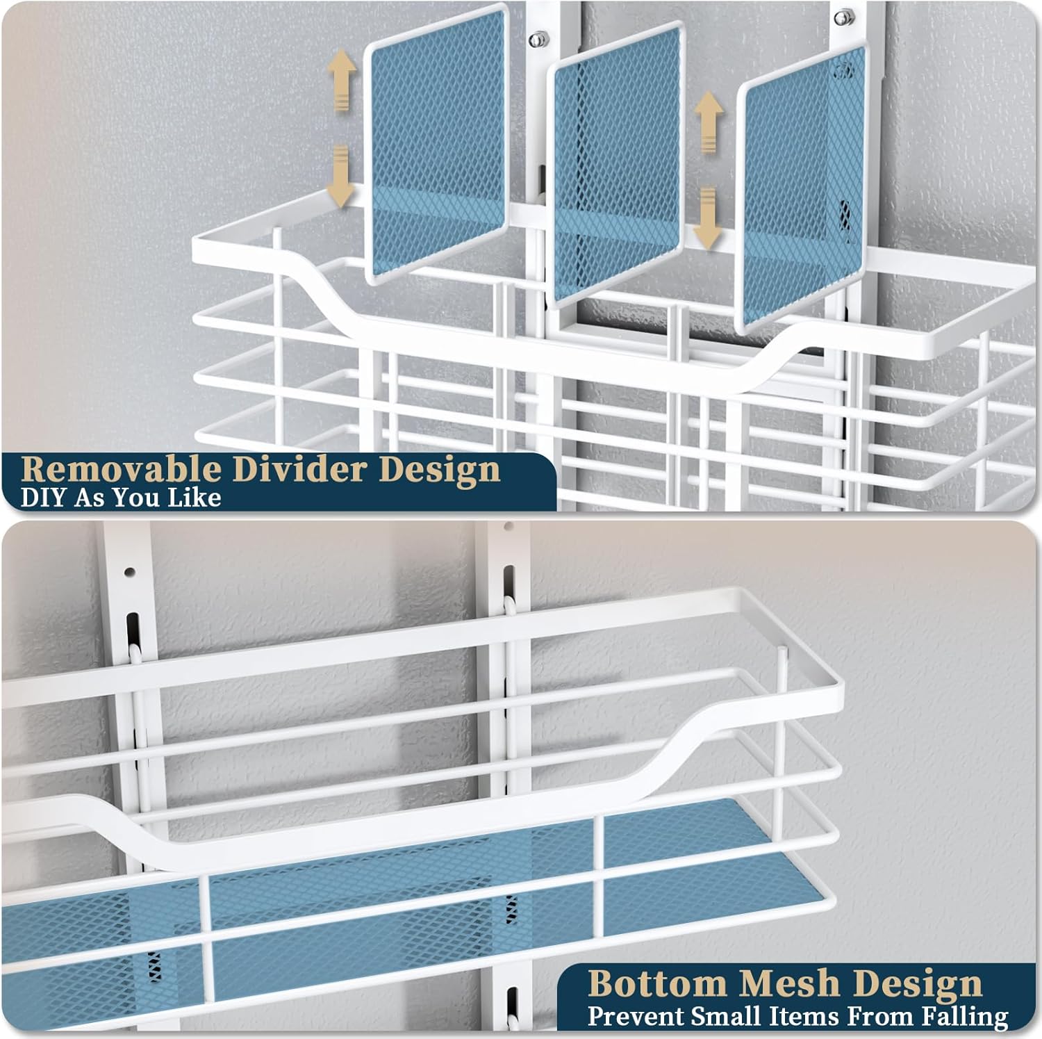 Consmest 6-Tier White Hair Tool Organizer with Hooks for Blow Dryer and Curling Iron - Image 5