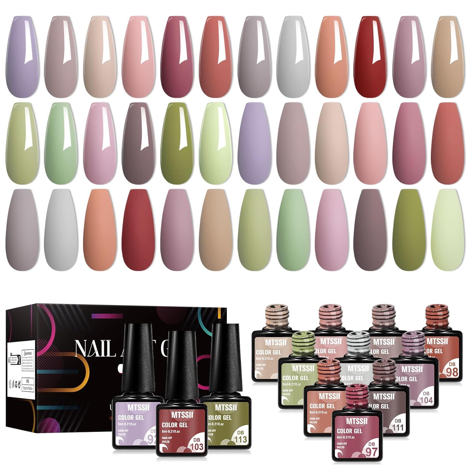 MTSSII 18PCS Long Lasting Gel Nail Polish Set Coral Green Light Blue - Image 8