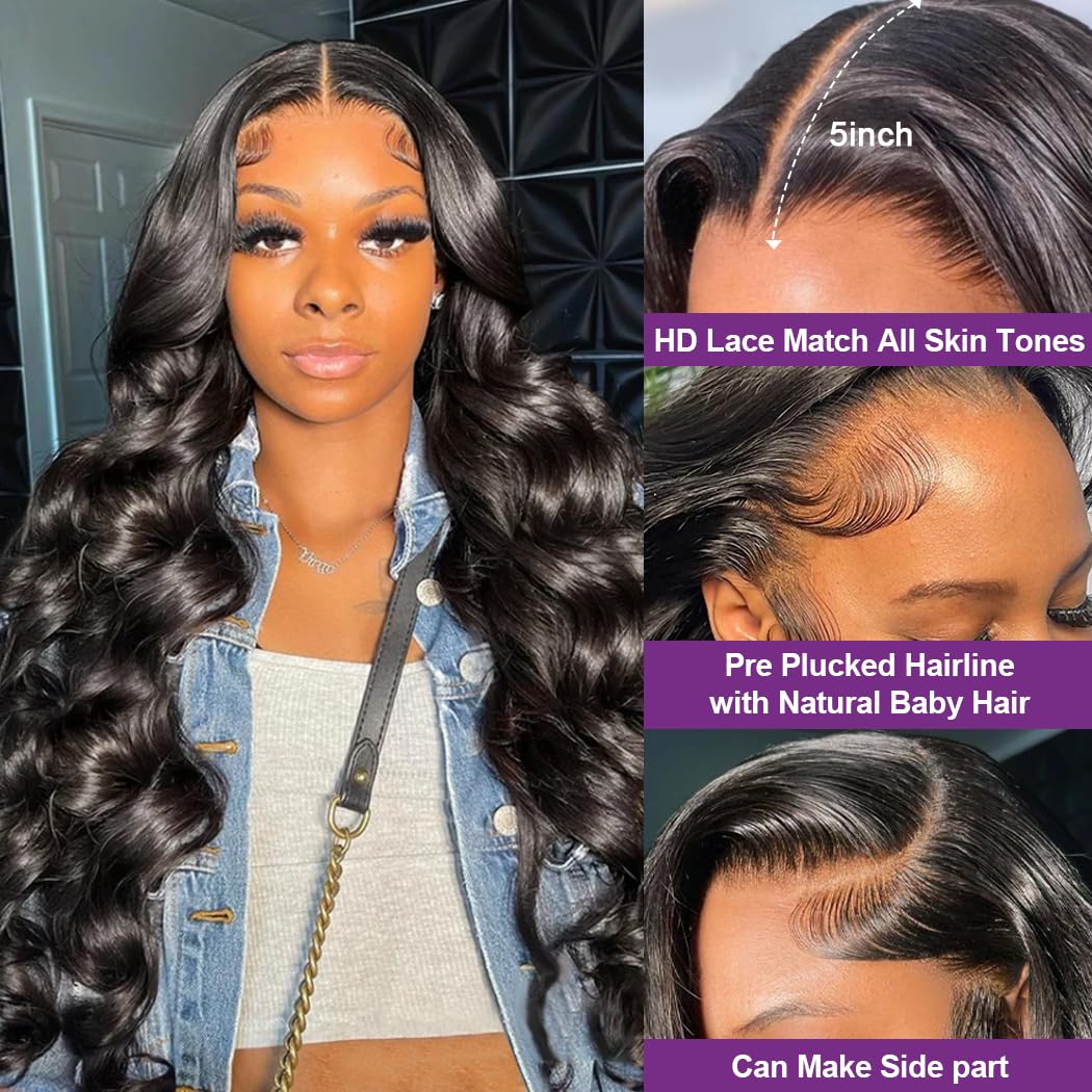Glueless Body Wave 5x5 HD Lace Closure Wig for Women, 180% Density, Pre Plucked, 20 Inch - Image 3