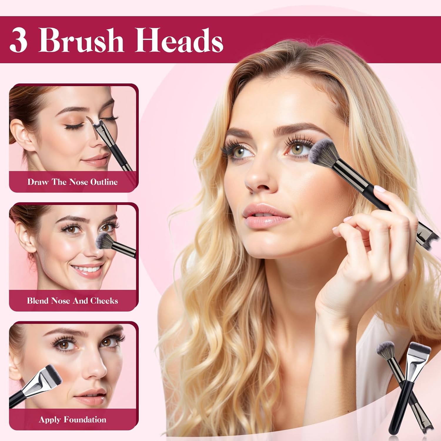 2-Piece U-Shaped Nose Contour Brush Set for Makeup and Highlighting - Image 5