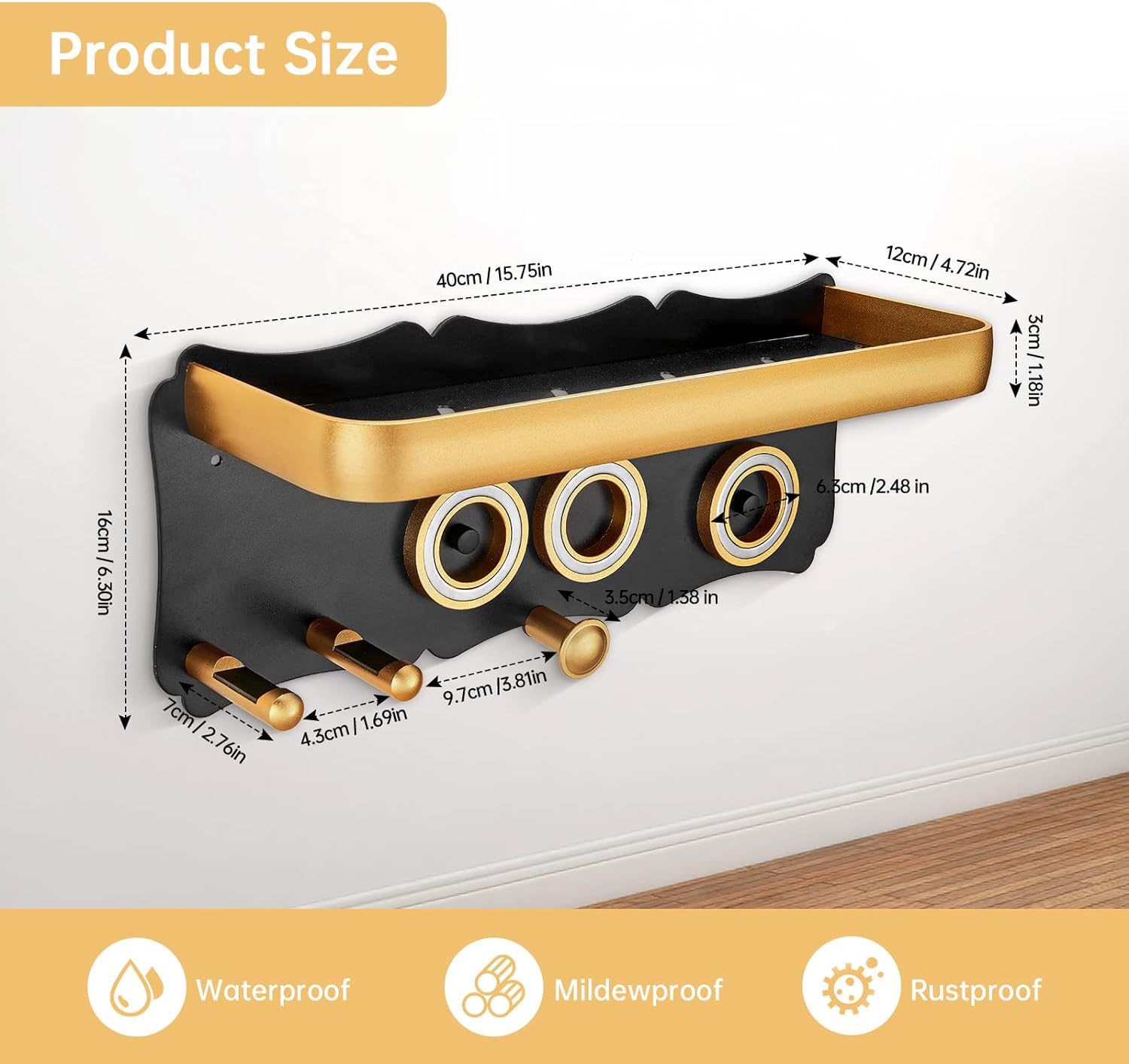 Dyson Hair Dryer Wall Mount with Storage Shelf for Accessories and Bathroom Organizer - Image 4