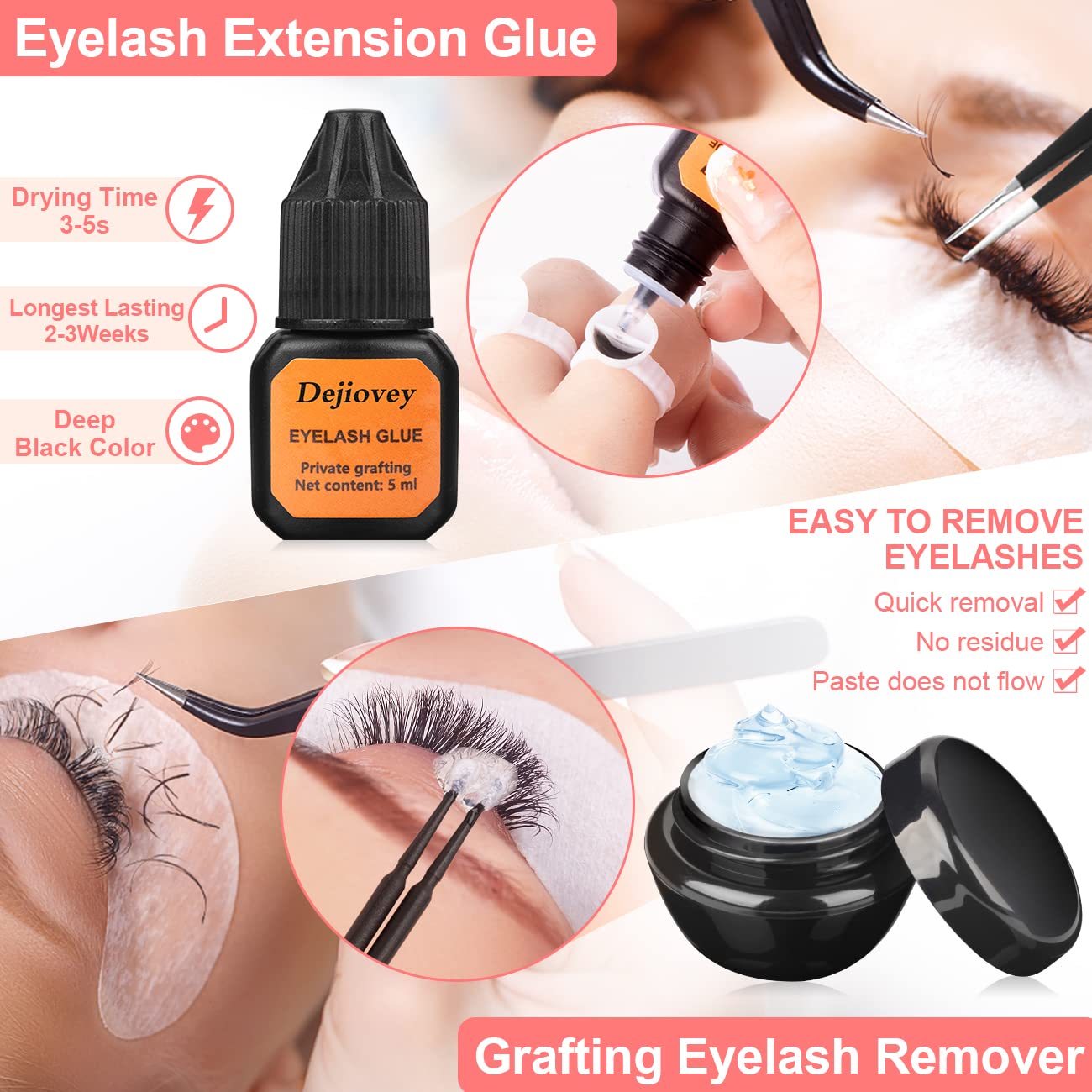 Eyelash Extension Kit Individual Lashes 0.07D Curl 8-15mm with Application Tools - Image 3