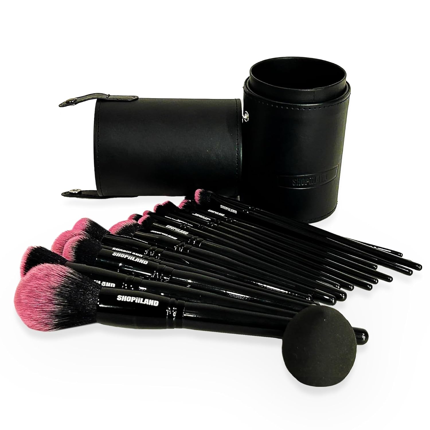 18-Piece Professional Makeup Brush Set with Case, Soft Vegan Bristles for Face and Eyes - Image 3