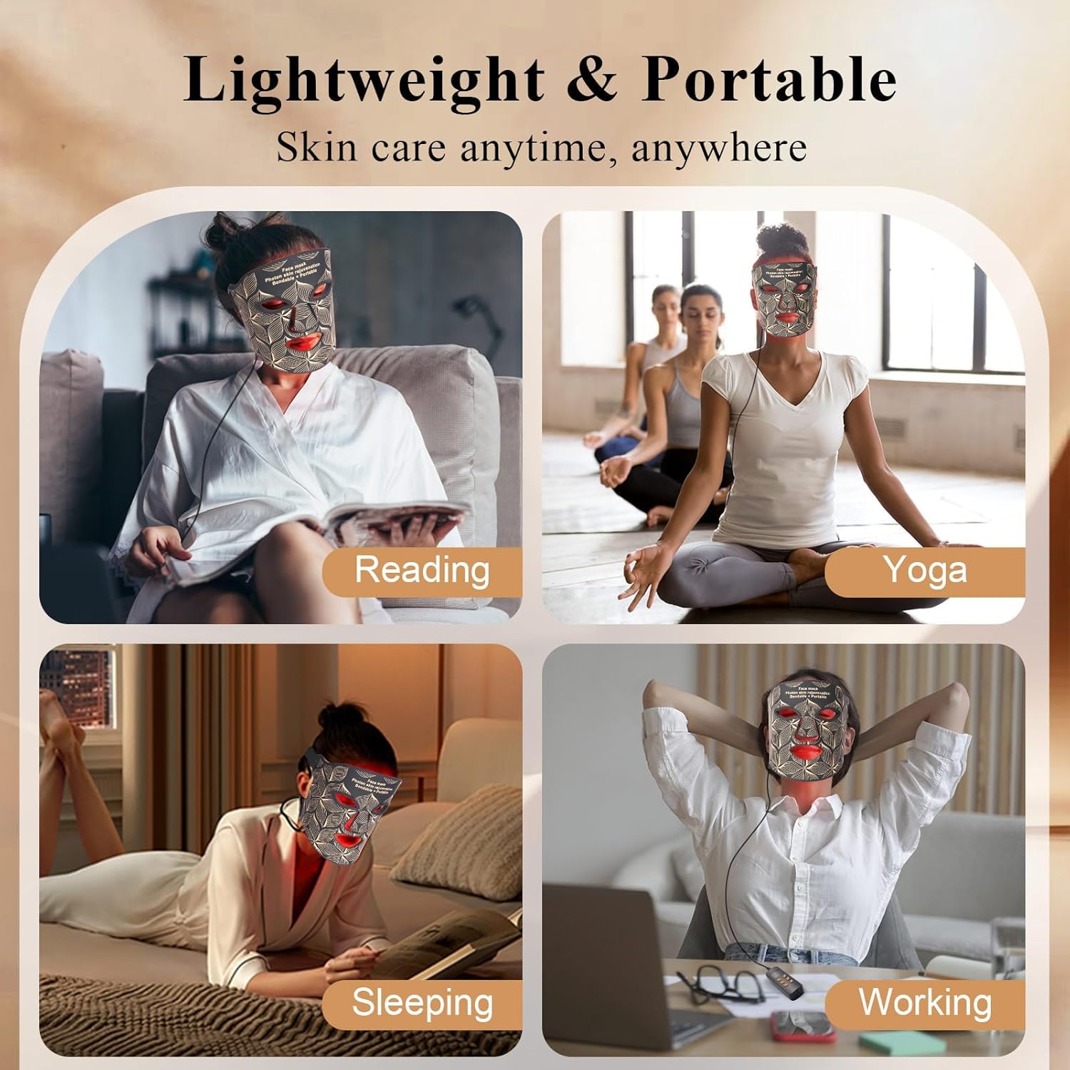 7-in-1 Portable LED Red Light Therapy Mask Rechargeable with 850NM Near-Infrared Black - Image 6