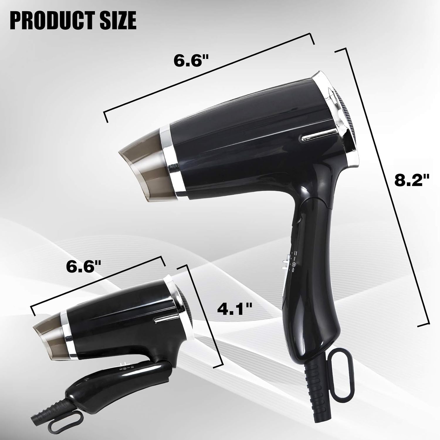 VeMee Compact Hair Dryer, 1.1kW Power, Black, 3 Heat Settings, Folding Handle - Image 2