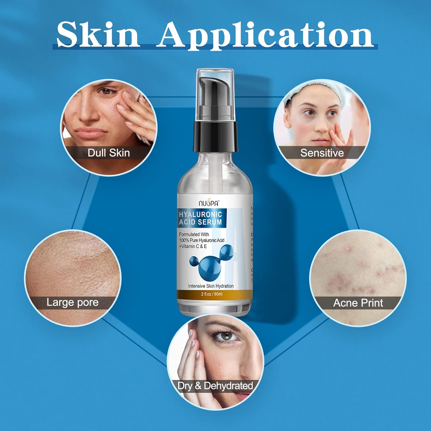 2 Oz Pure Hyaluronic Acid Serum with Vitamin C and E for Hydration and Anti-Aging - Image 5