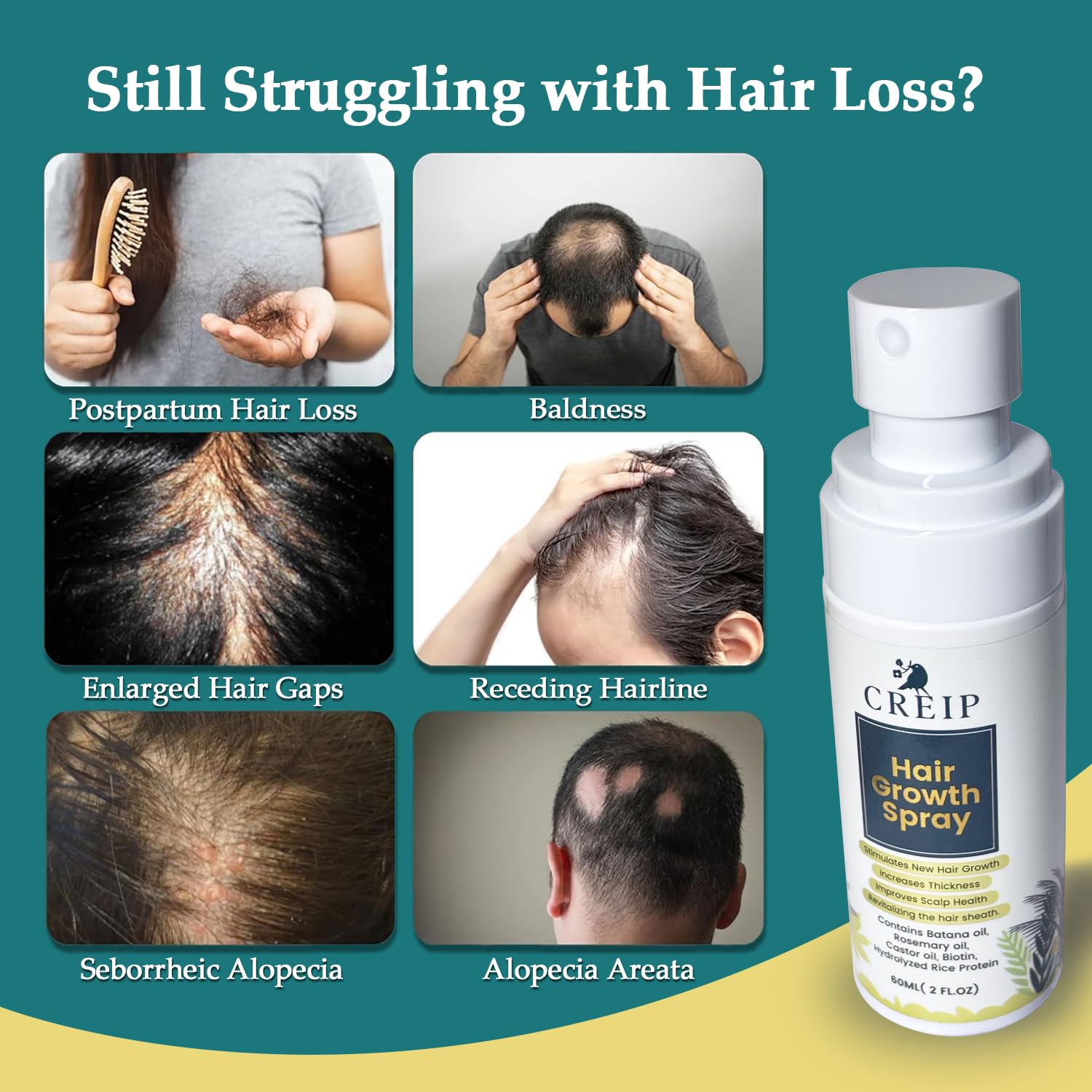 Natural Batana Rosemary Serum Biotin Caffeine Hair Growth Oil Spray 2 FL OZ for Thicker Hair. - Image 3