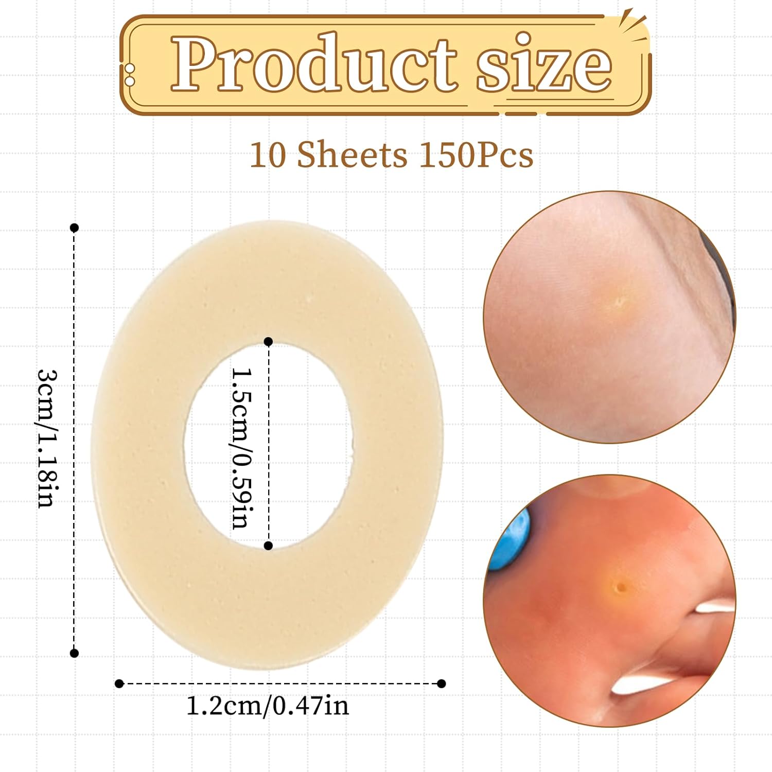 150pcs Self-Adhesive Corn Pads for Feet and Toes, Latex Sponge Callus Relief Pads - Image 2
