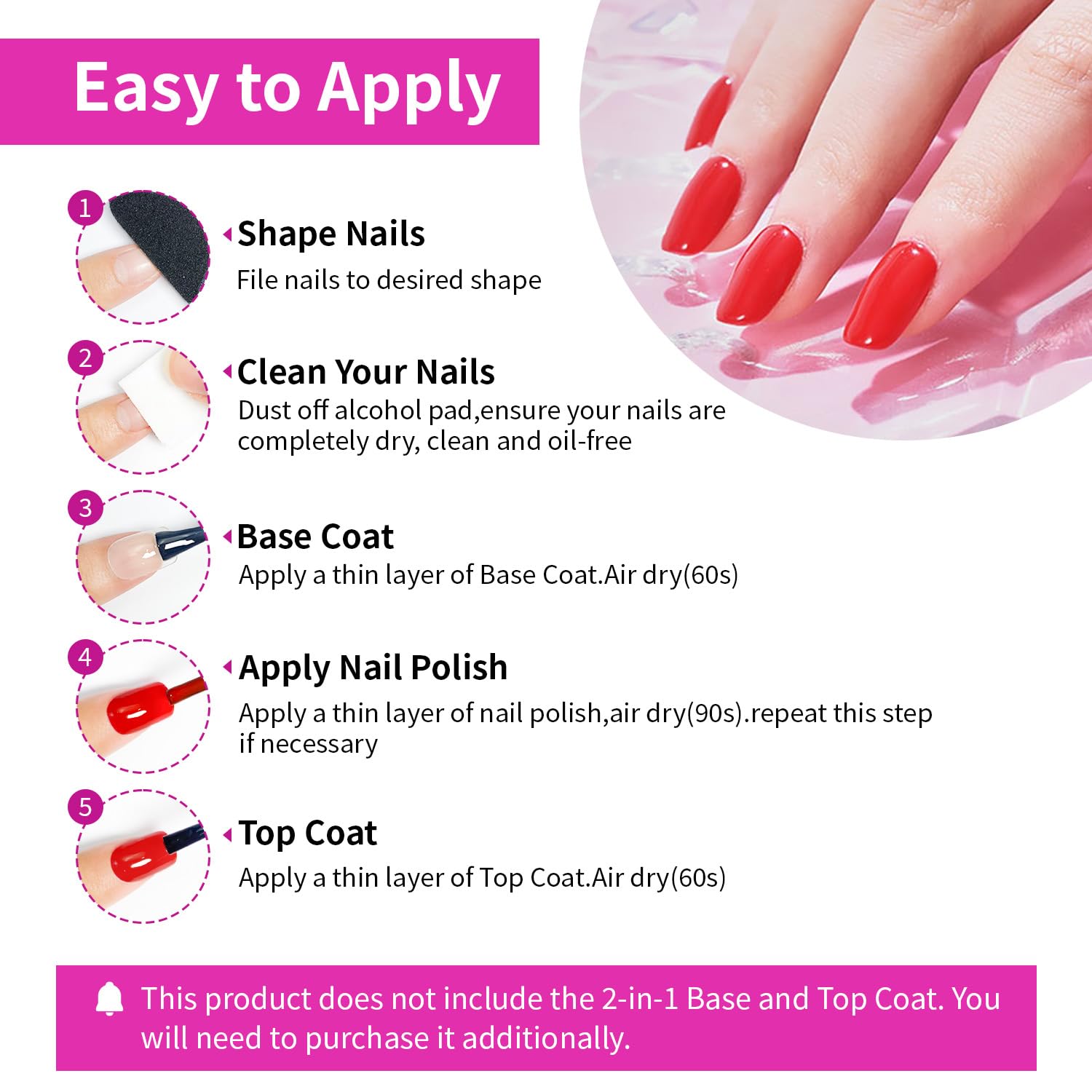 10ml Fast Dry Red Nail Polish Set 6 Colors All Seasons DIY Nail Art - Image 7