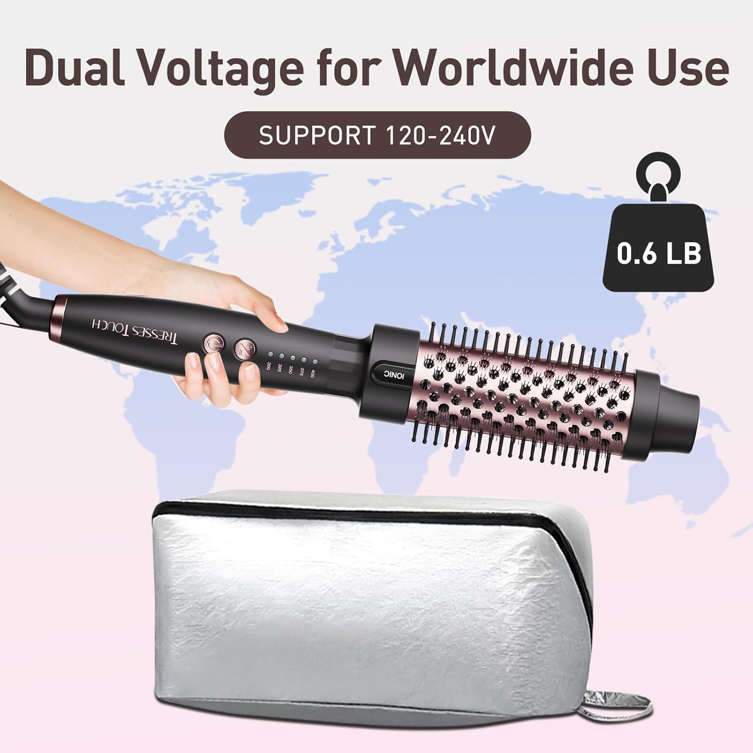 1.5 Inch Thermal Curling Brush with Fast Heating, 5 Temp Settings, Negative Ion Technology, Rose Gold - Image 8