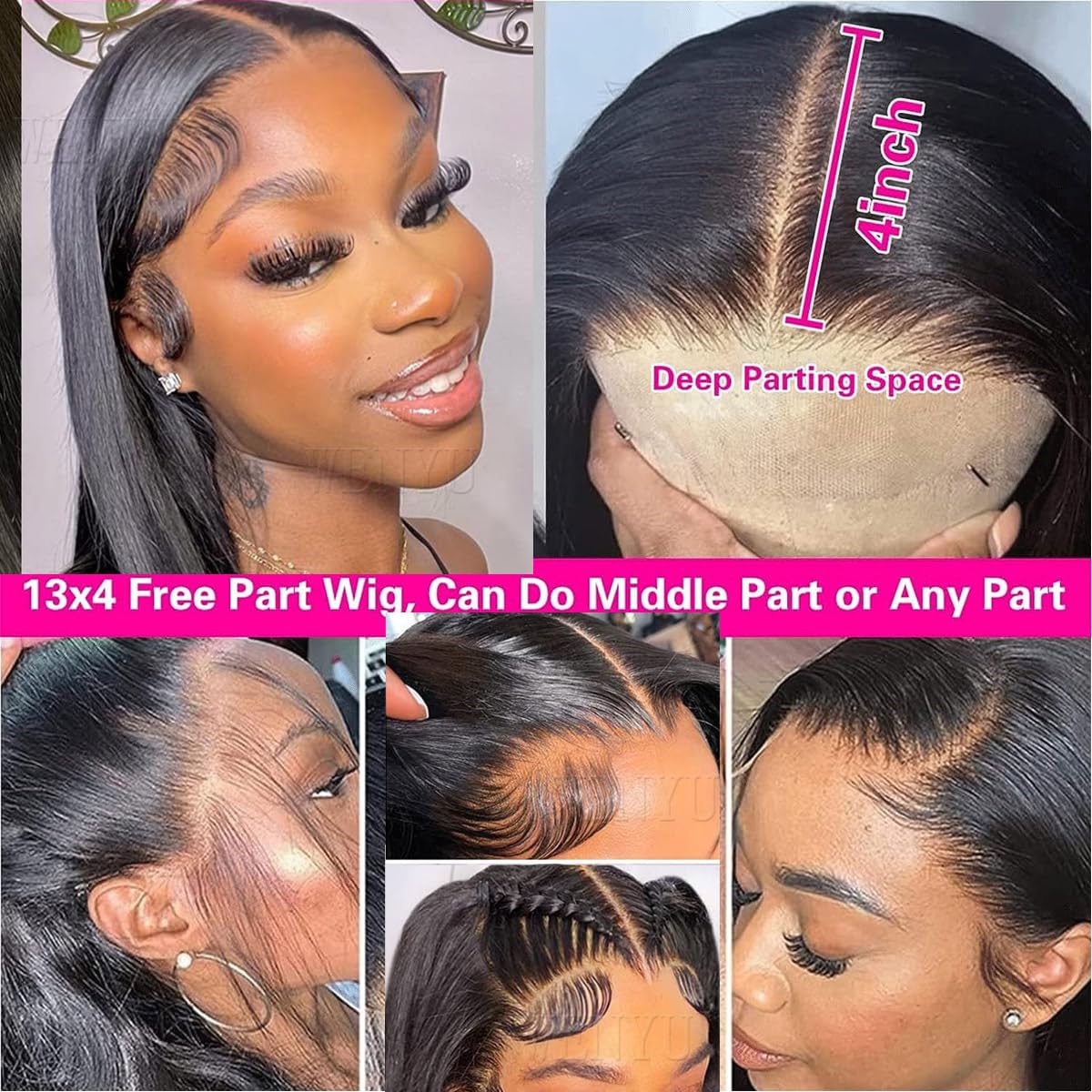 26 Inch Straight Lace Front Human Hair Wig Pre Plucked 13x4 for Black Women - 100% Human Hair - Image 3