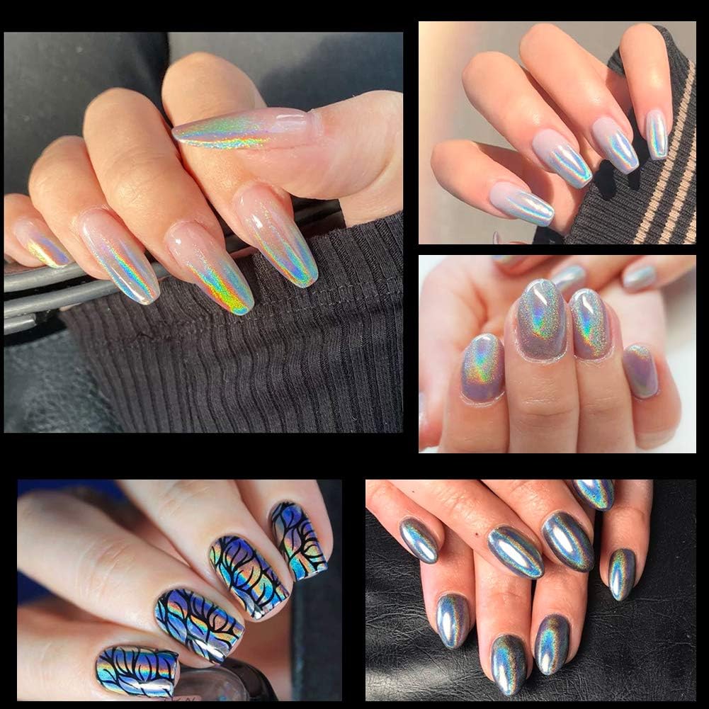 3pc Holographic Nail Powder Set with Sponge Tool, 0.04oz Each, Fine Glitter for Nail Art - Image 6