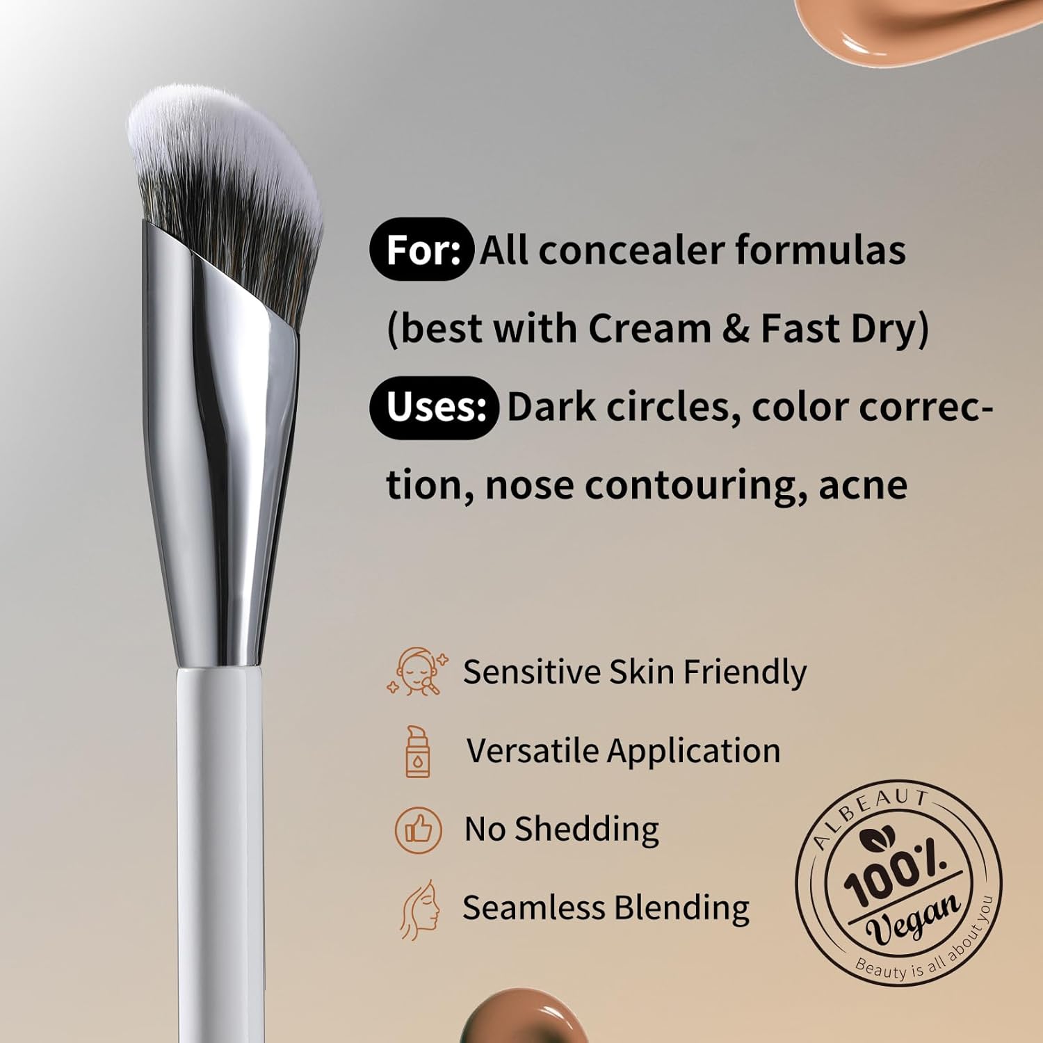 2 Piece Angled Makeup Brush Set for Liquid Foundation Cream and Eyeshadow Blending - Image 3