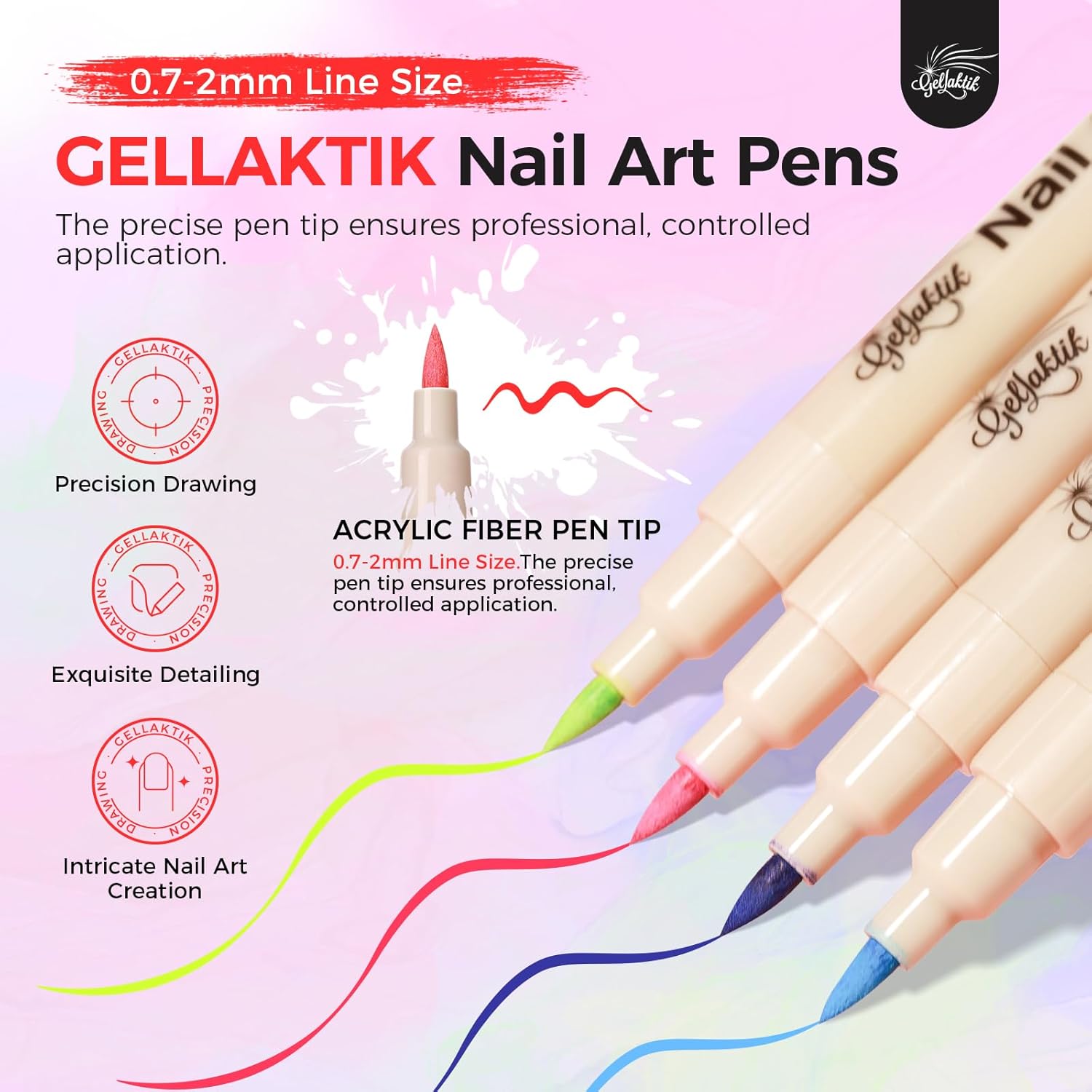 18-Color Nail Art Pens Set with Quick-Dry Acrylic Paint Markers for DIY Designs - Image 2