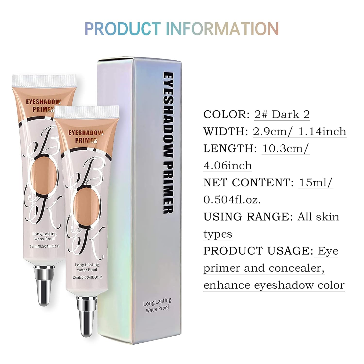 2 Pack Matte Eyeshadow Primer for Oily Lids Waterproof Long Lasting No Crease Makeup - Image 2